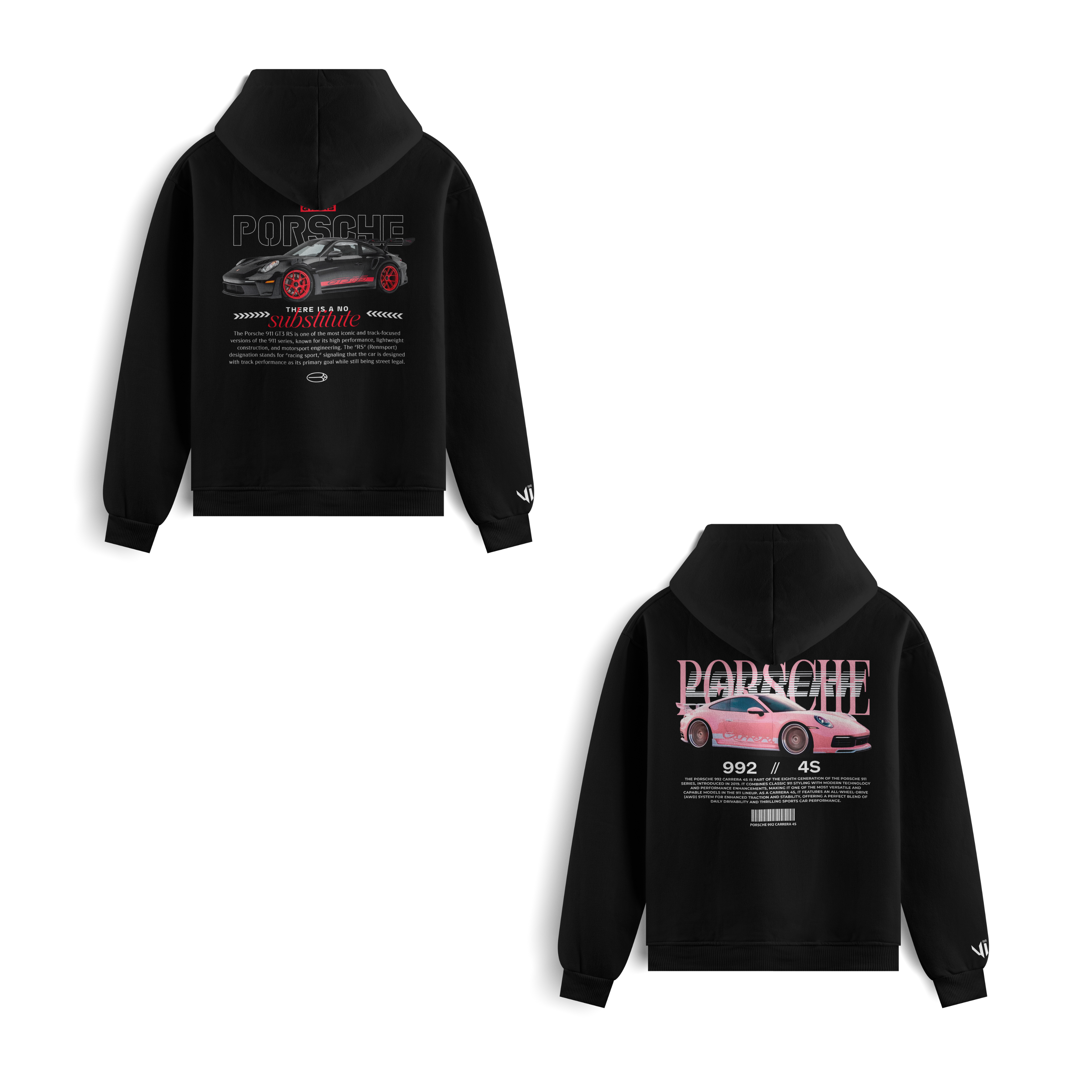 Porsche No Substitute and Porsche Carrera Pink Hoodies