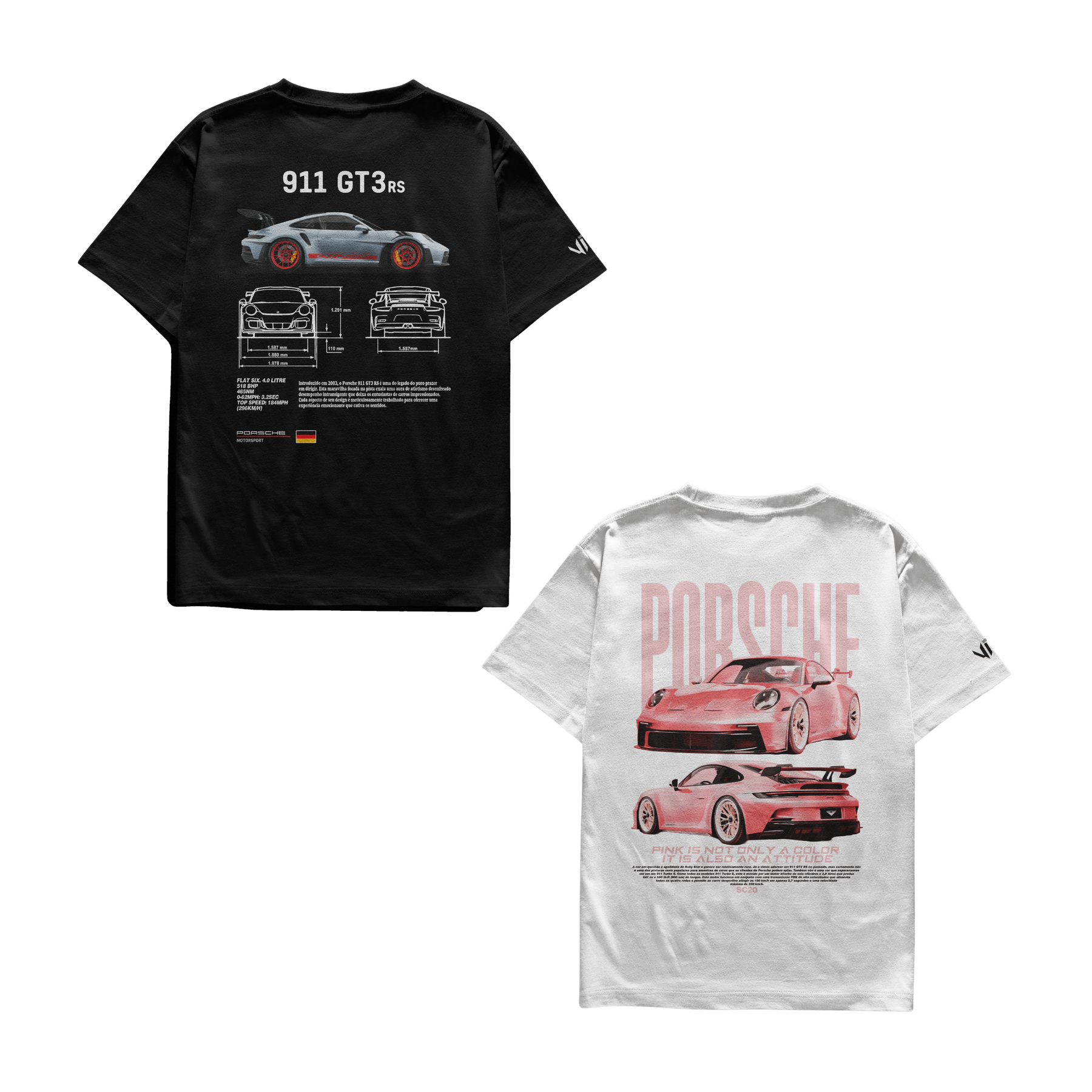 Camiseta Porsche e Porsche Pink Casal