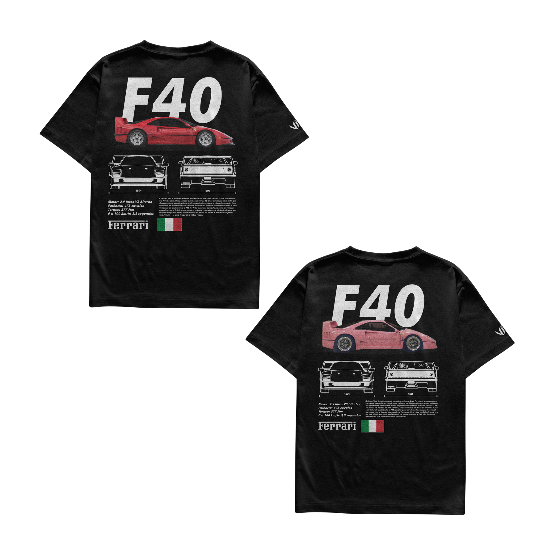 Camiseta Ferrari F40 e Ferrari F40 Pink Casal