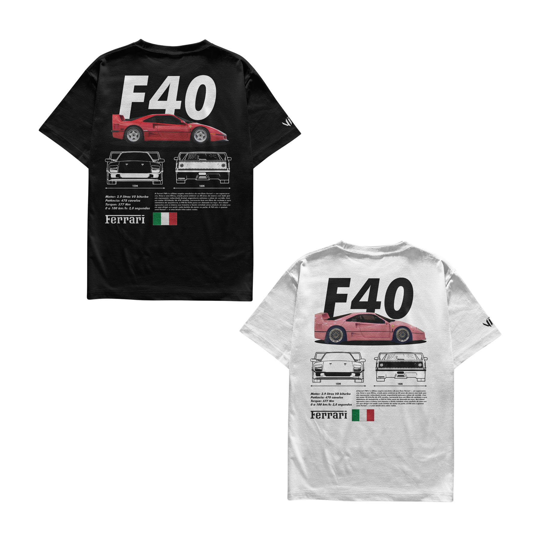 Camiseta Ferrari F40 e Ferrari F40 Pink Casal