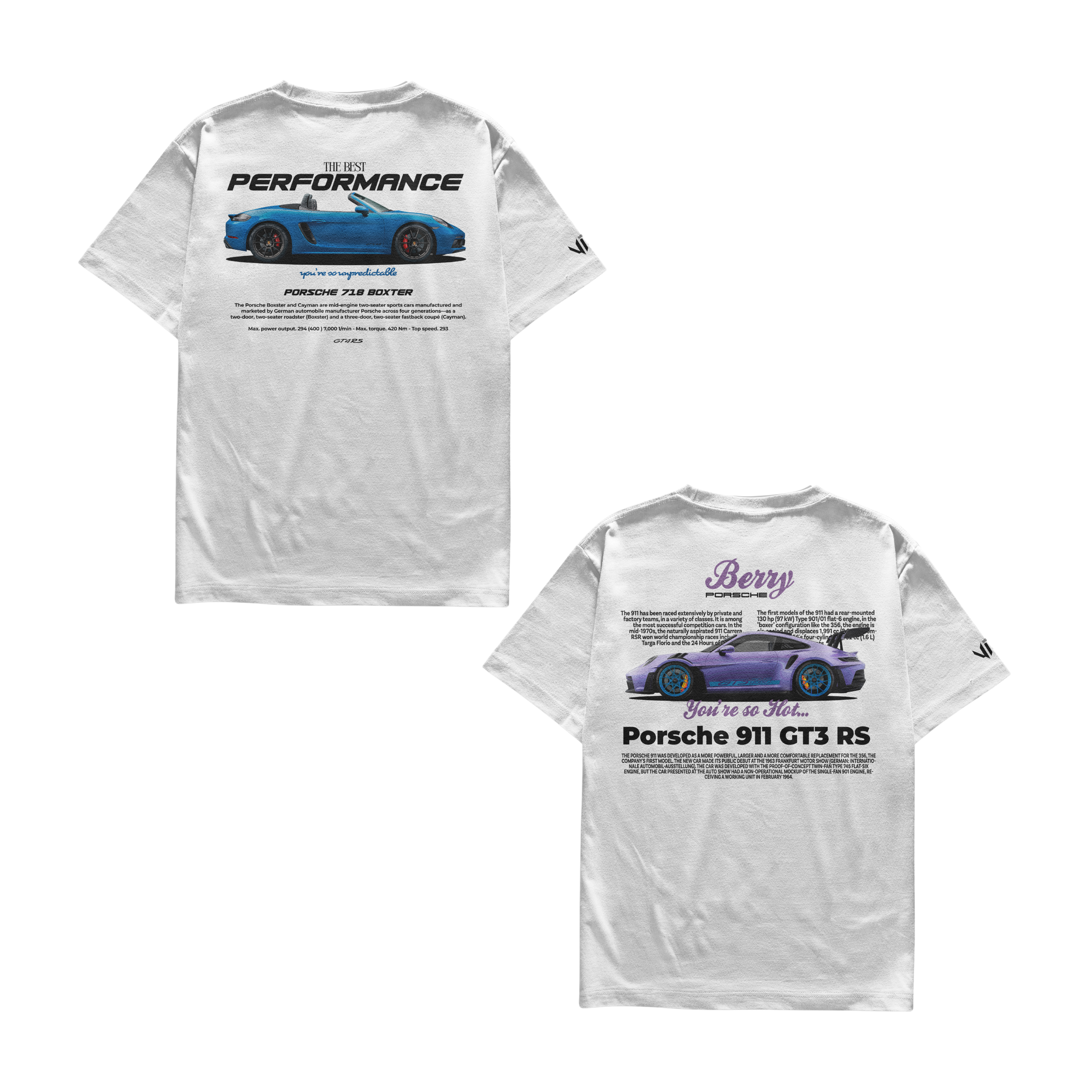 Porsche 718 Boxster and Porsche Berry T-shirts