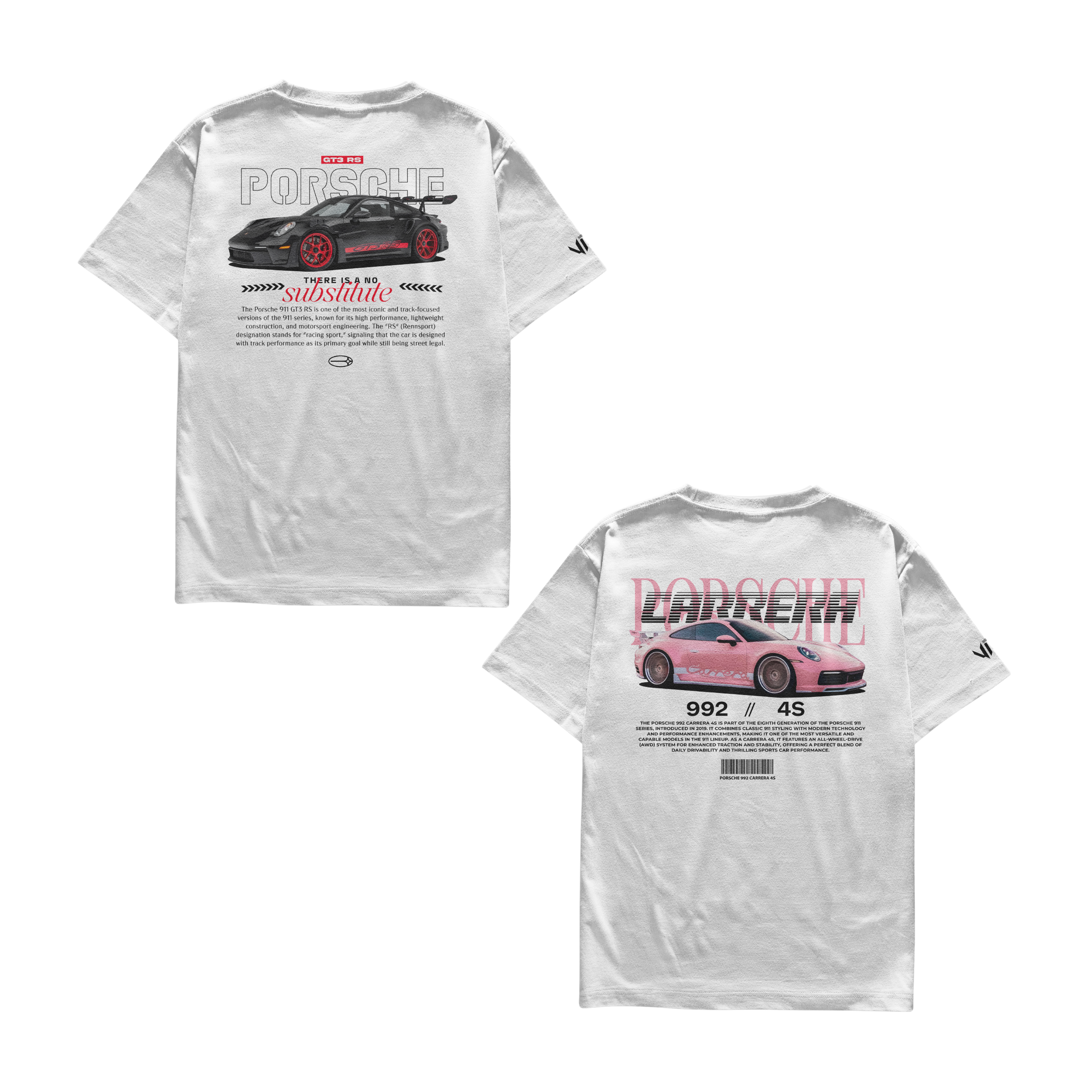 Porsche No Substitute and Porsche Carrera Pink T-shirts
