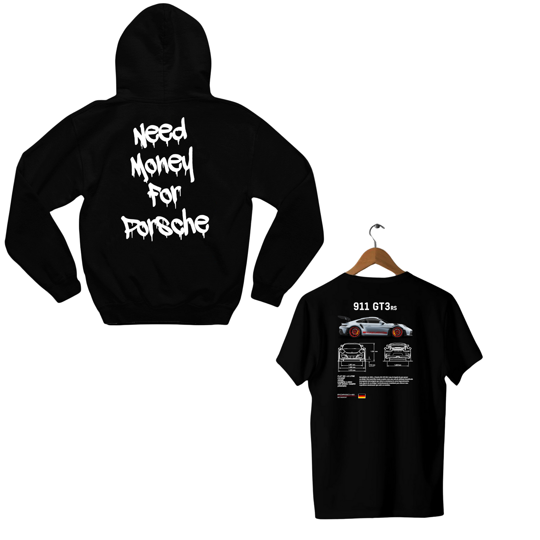 Moletom Need Money For Porsche + Camiseta Porsche