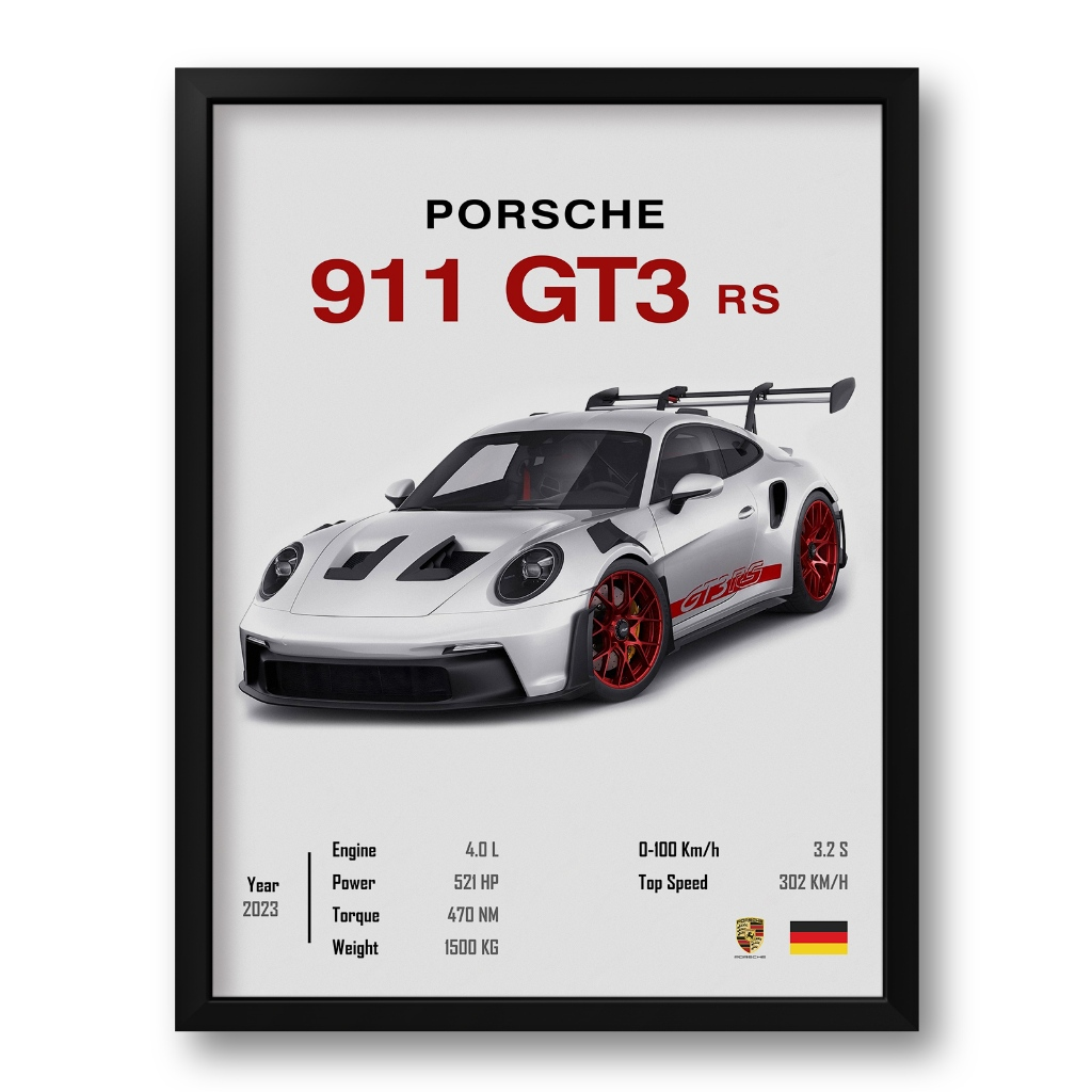 &TEAM KROSS ポスター Quadro Porsche - 911 GT3 rs - 34x44cm