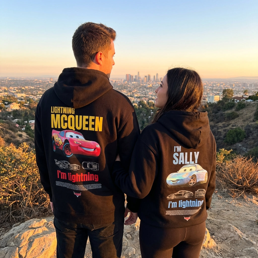 Moletom Com Capuz Mcqueen e Sally Casal
