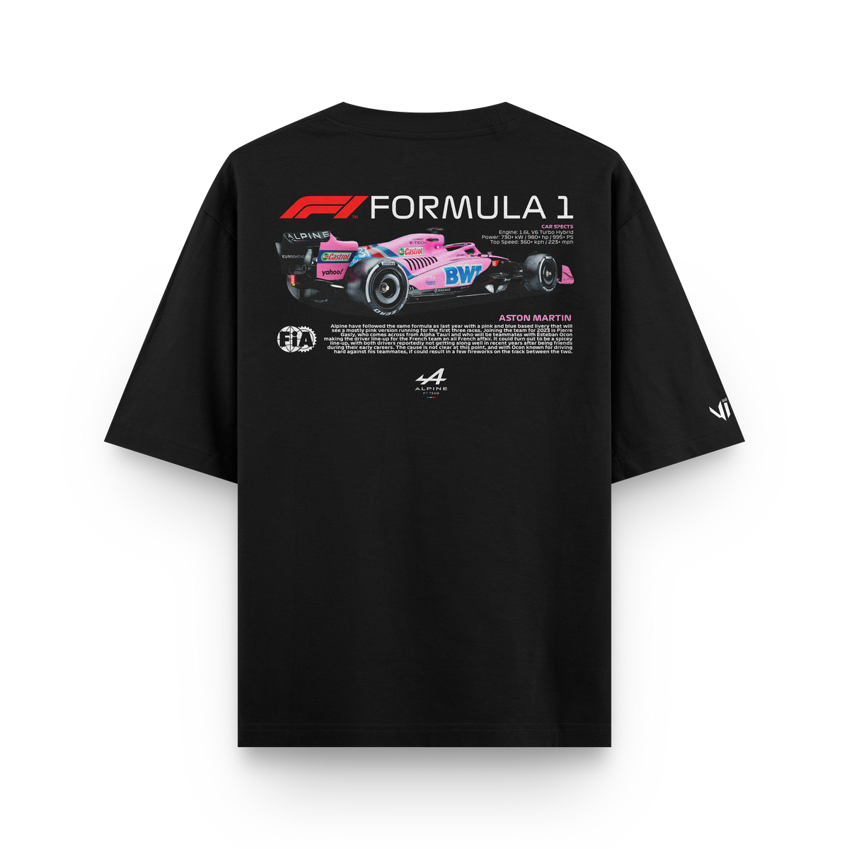Camiseta Oversized Aston Martin F1 Pink