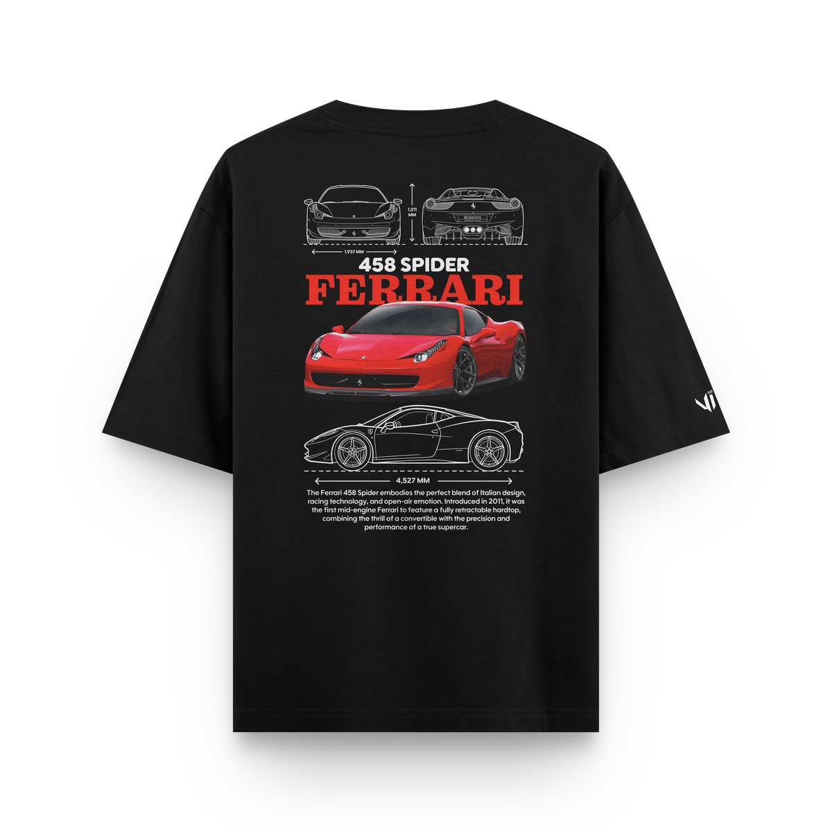 Camiseta Oversized Ferrari 458 Spider