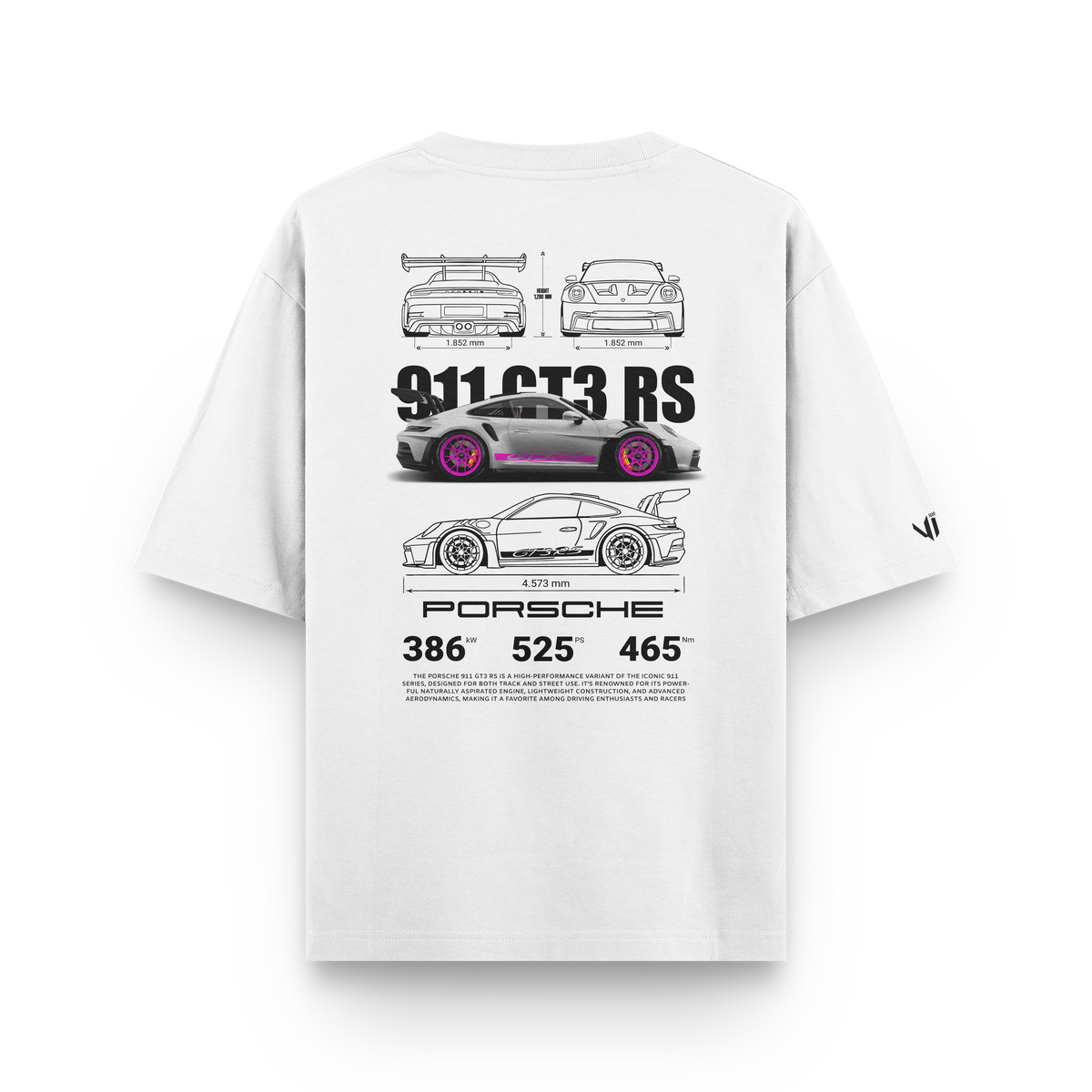 Camiseta Oversized Porsche GT3rs Pink