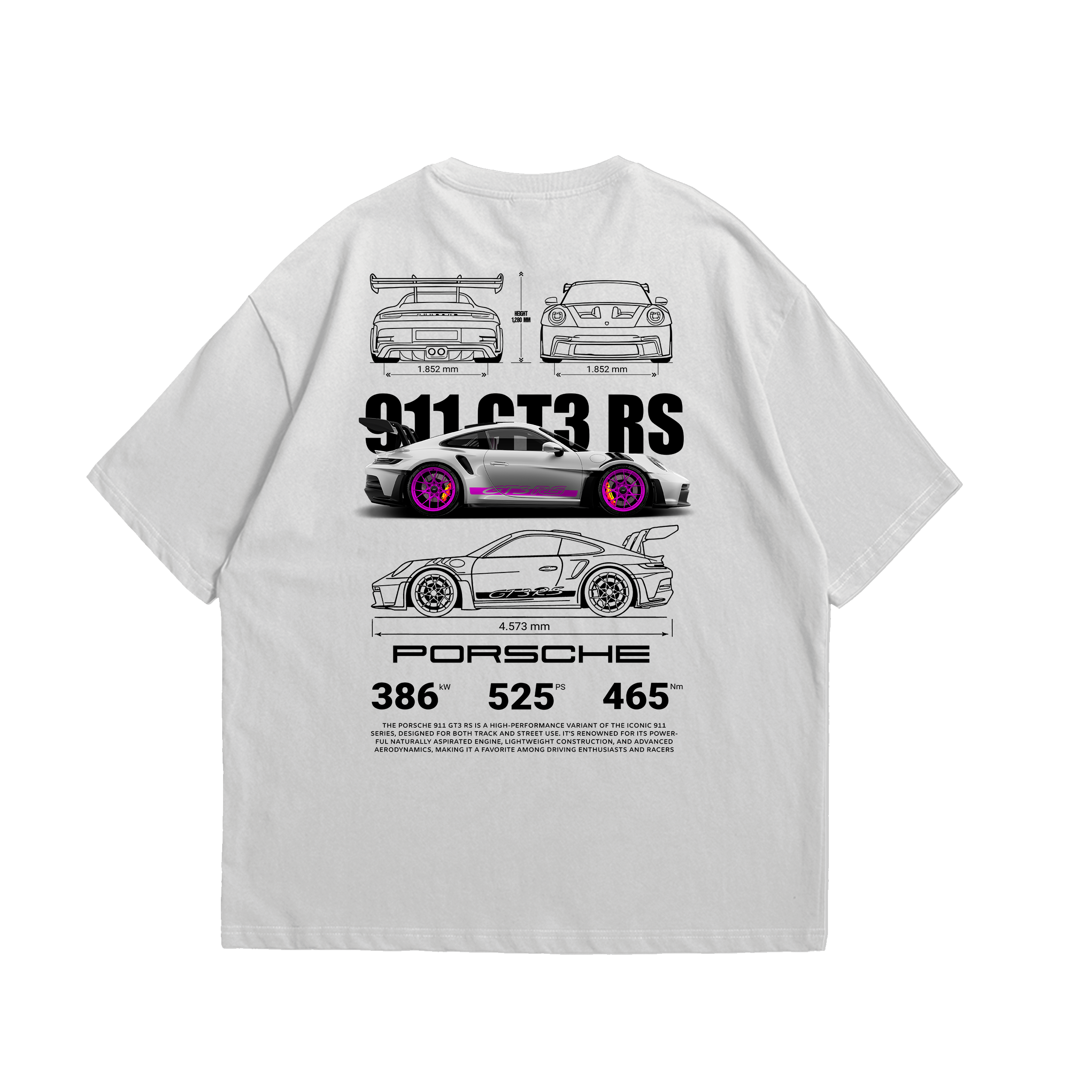 Camiseta Oversized Porsche GT3rs Pink
