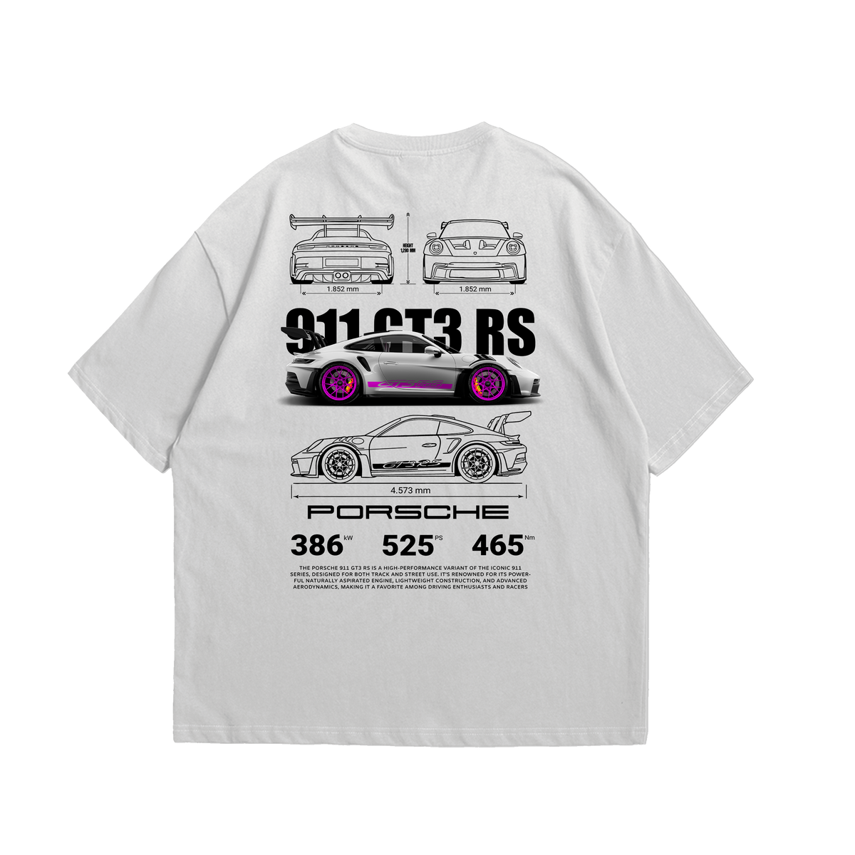 Camiseta Oversized Porsche GT3rs Pink