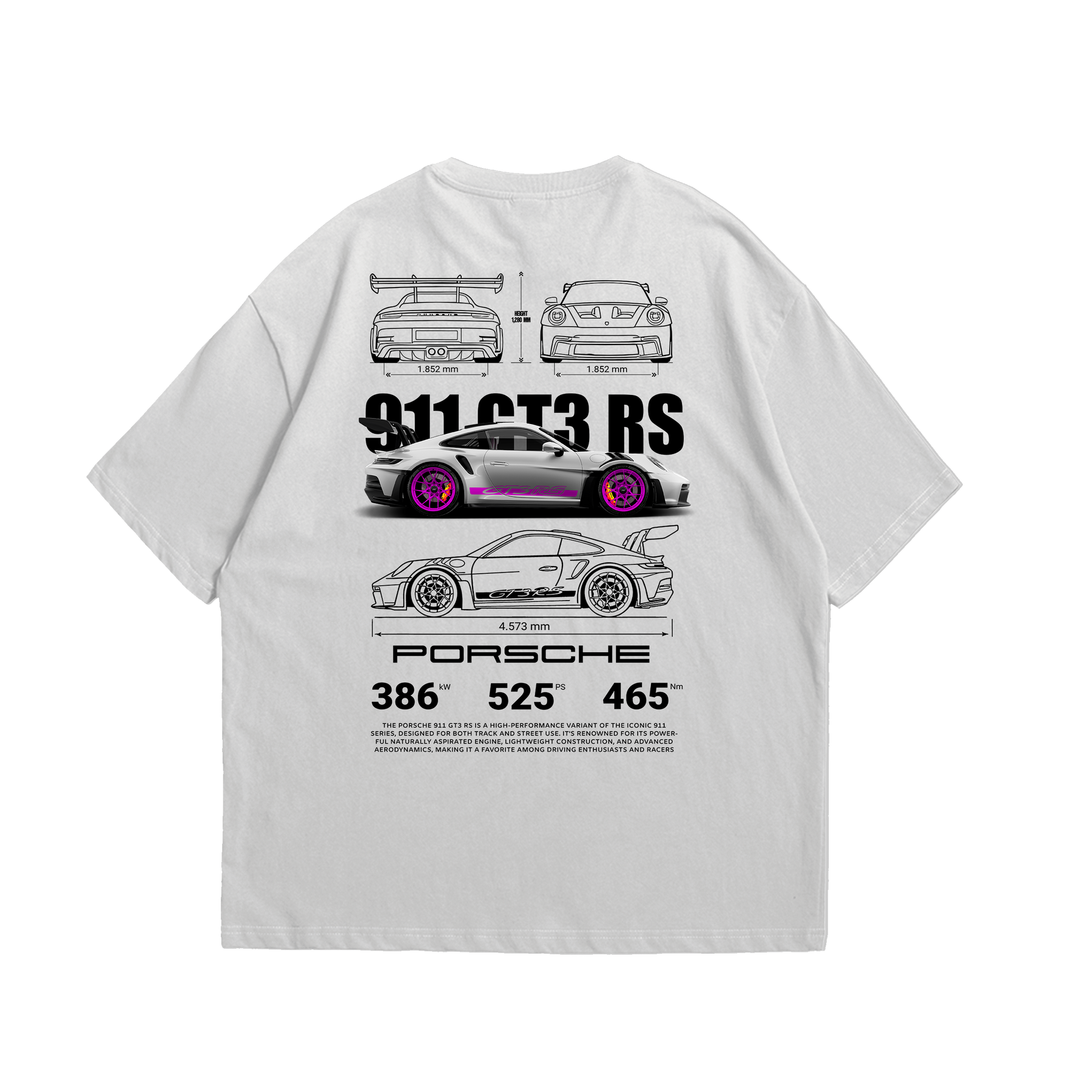Camiseta Oversized Porsche GT3rs Pink