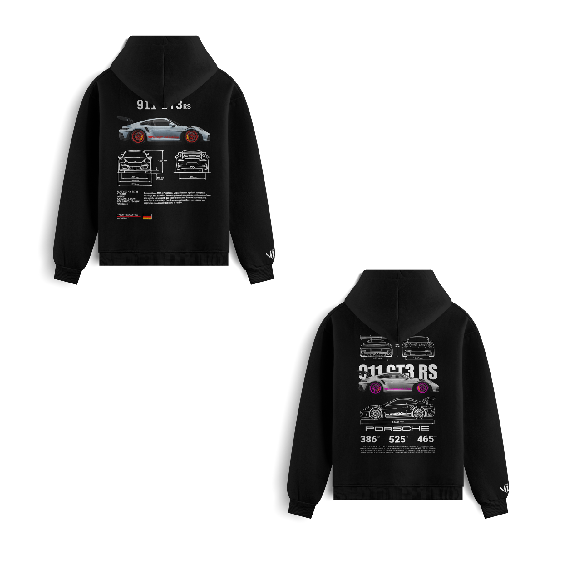 Moletons Porsche Club e Porsche GT3rs Pink