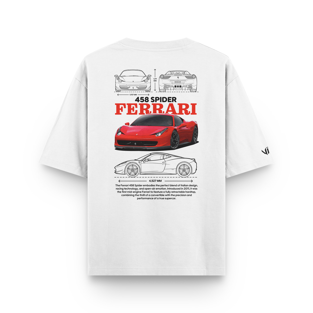 Camiseta Oversized Ferrari 458 Spider