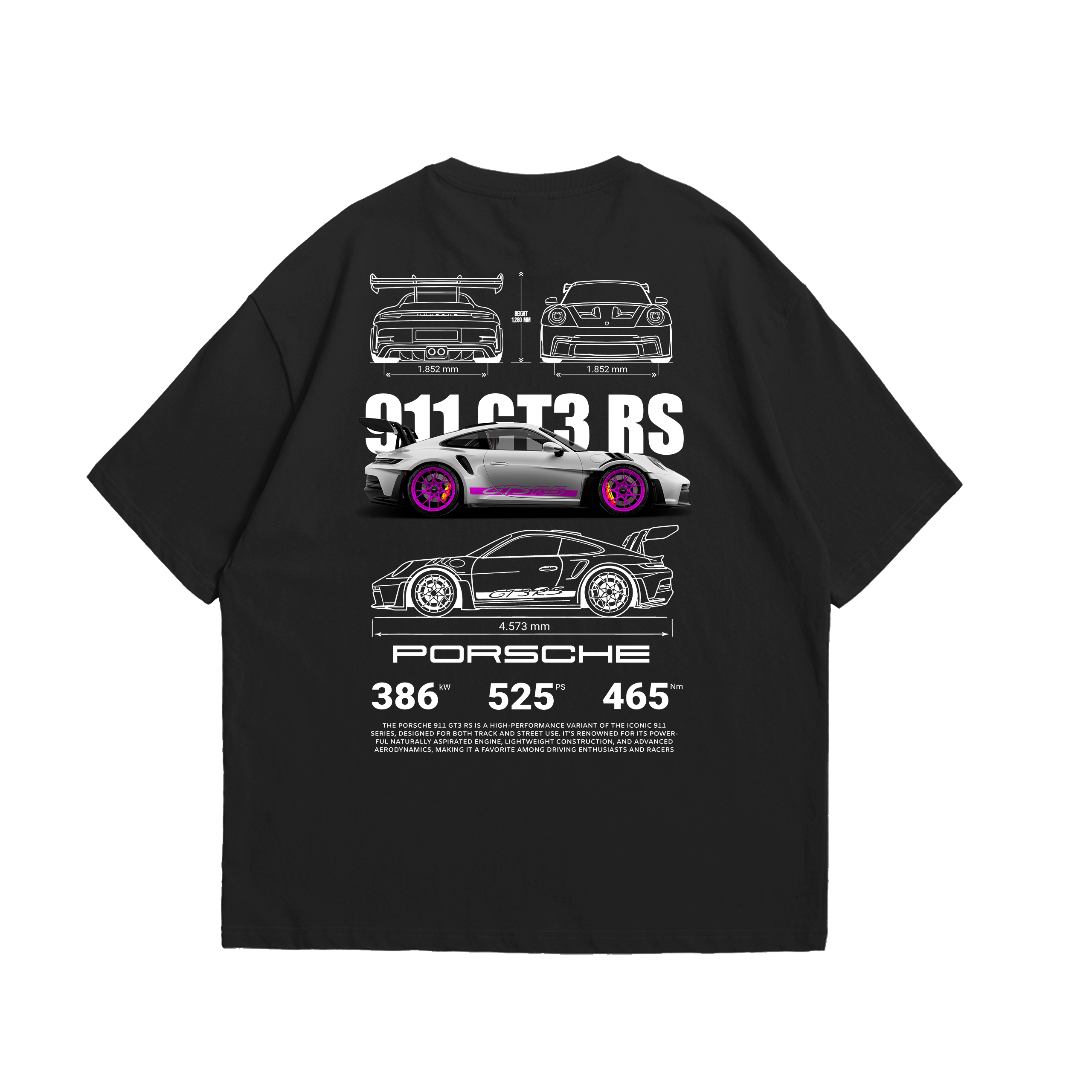 Camiseta Oversized Porsche GT3rs Pink