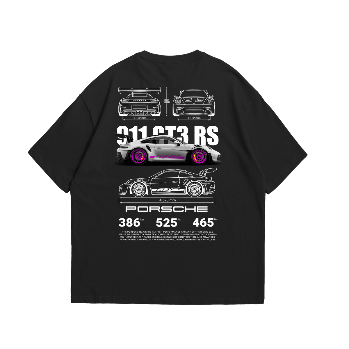 Camiseta Oversized Porsche GT3rs Pink
