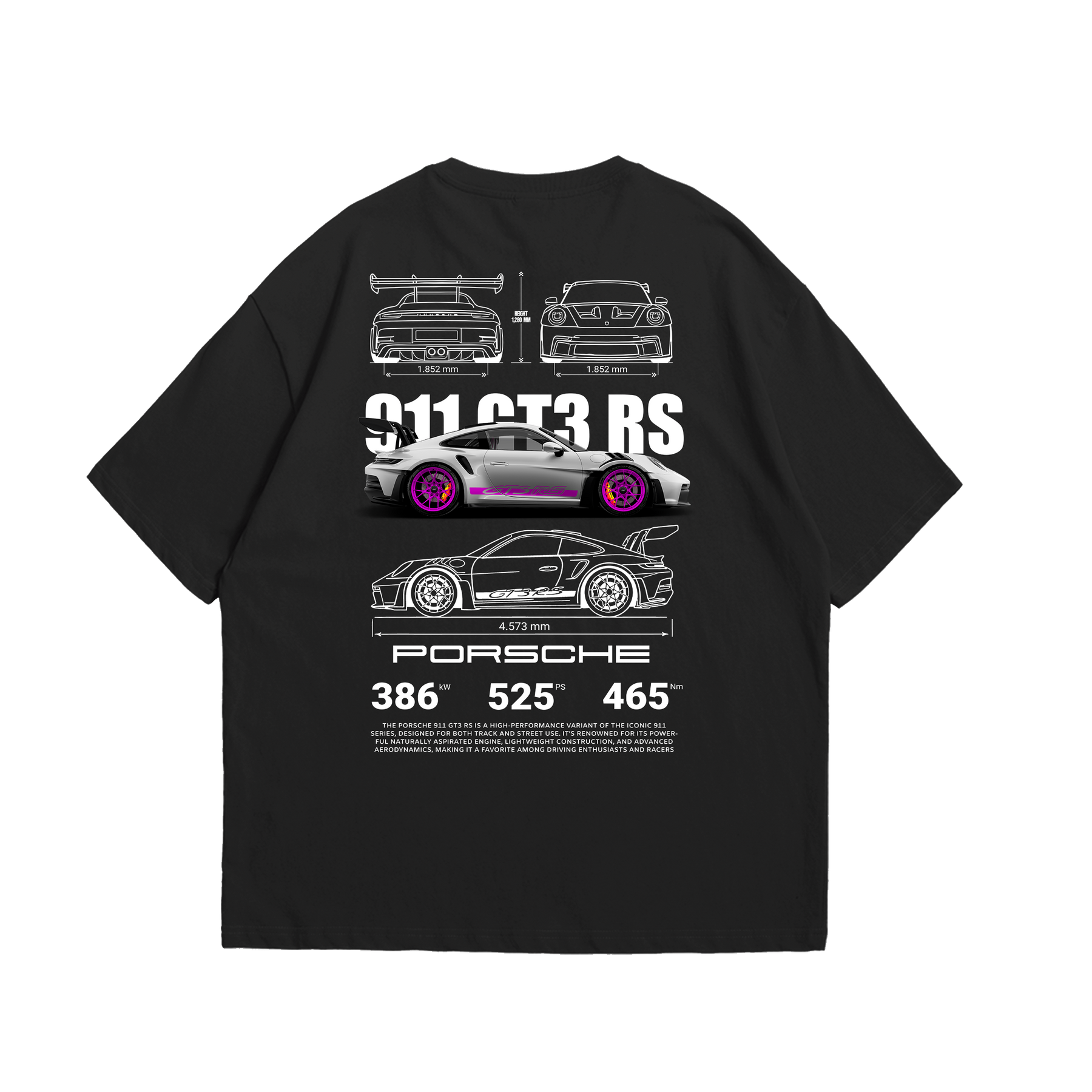 Camiseta Oversized Porsche GT3rs Pink