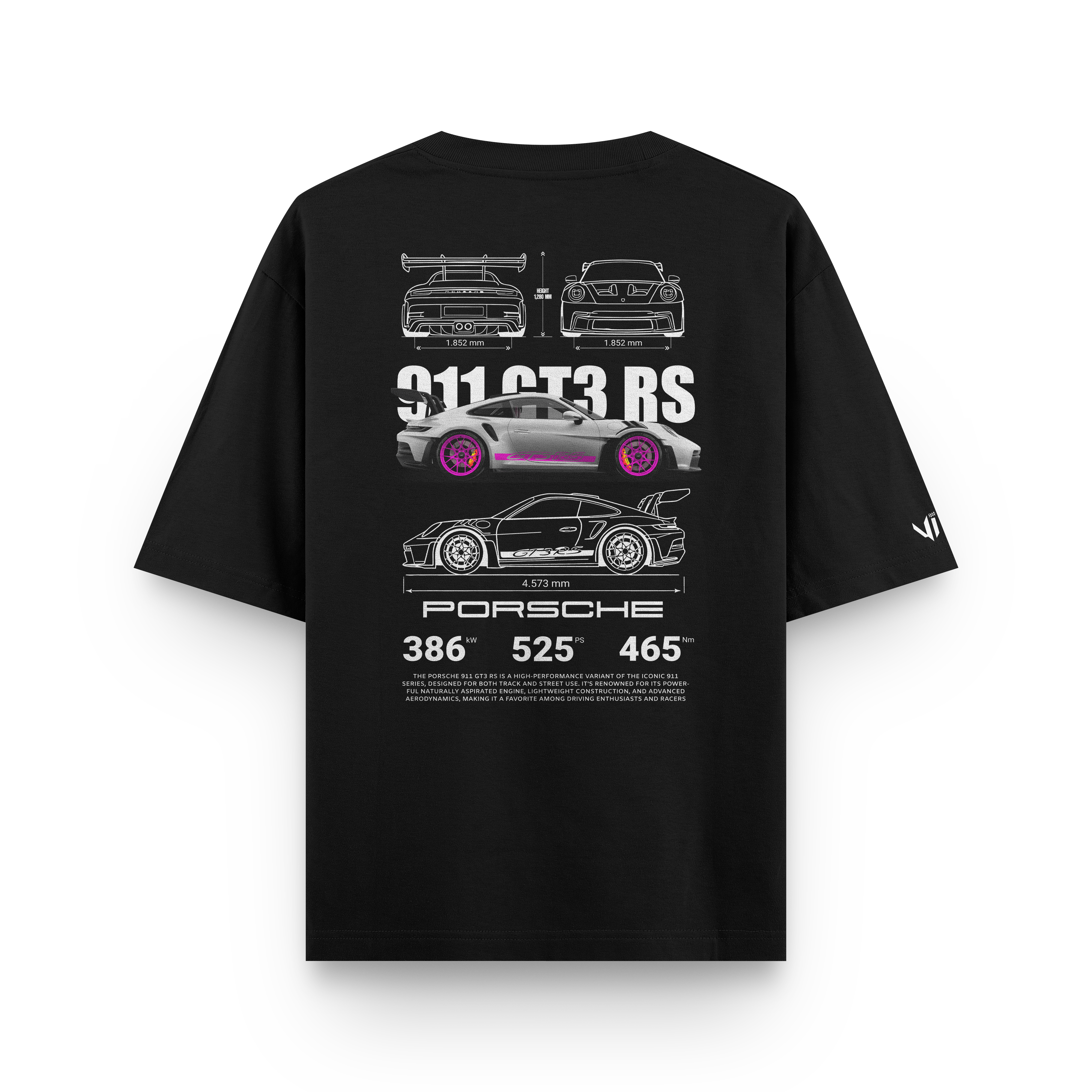 Camiseta Oversized Porsche GT3rs Pink