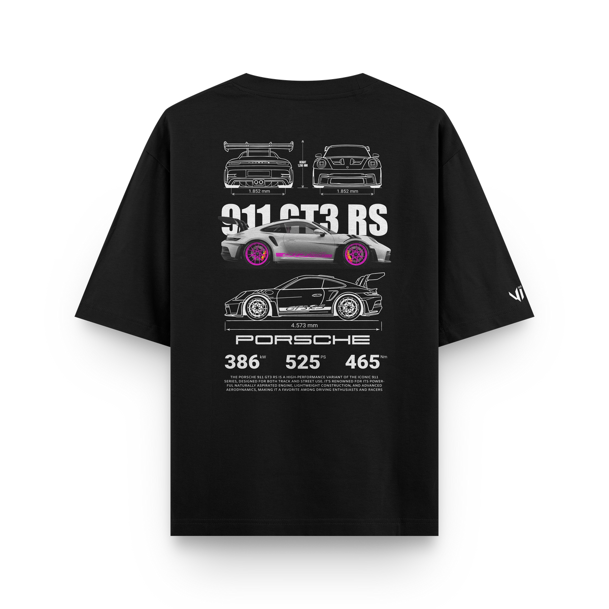 Camiseta Oversized Porsche GT3rs Pink