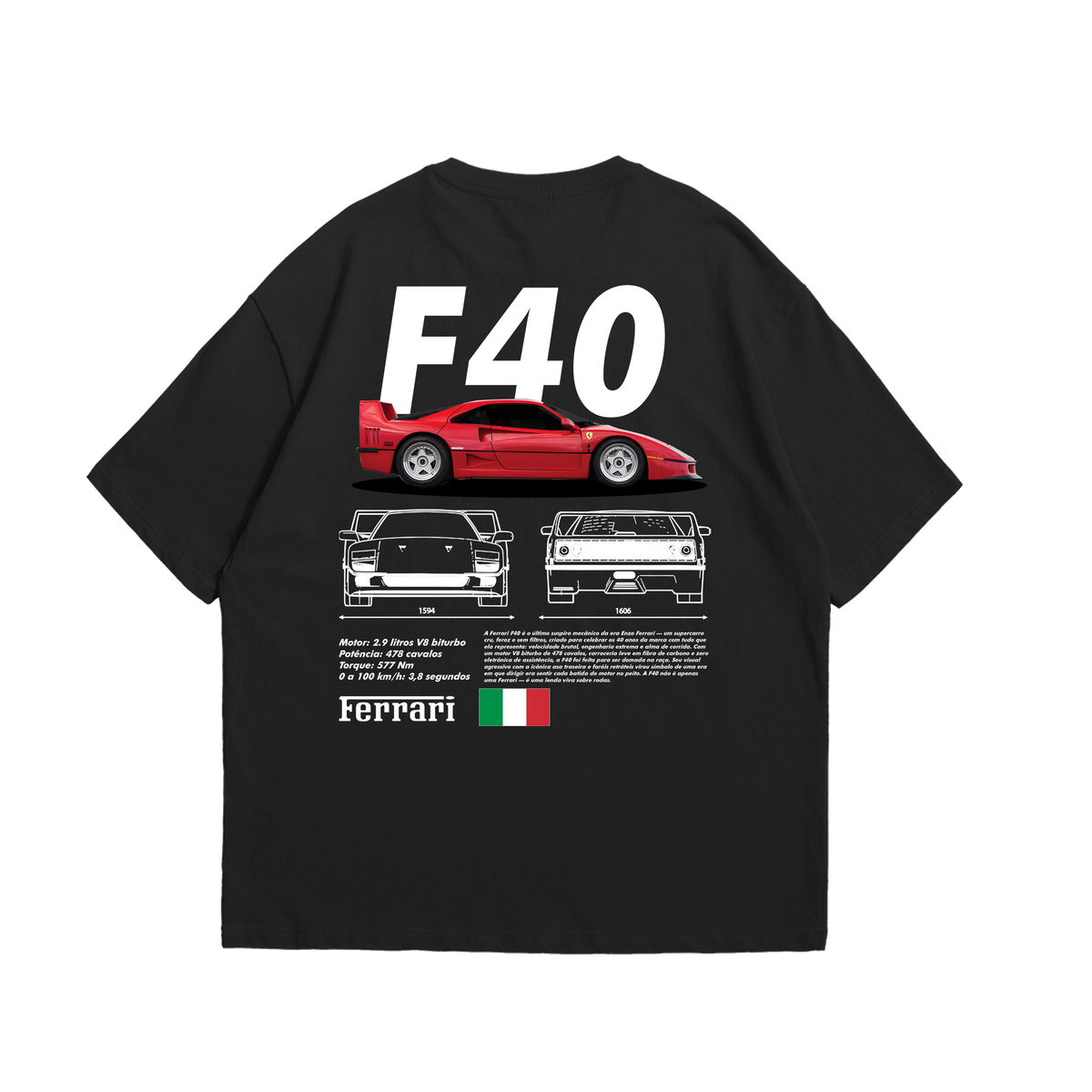 Camiseta Oversized Ferrari F40