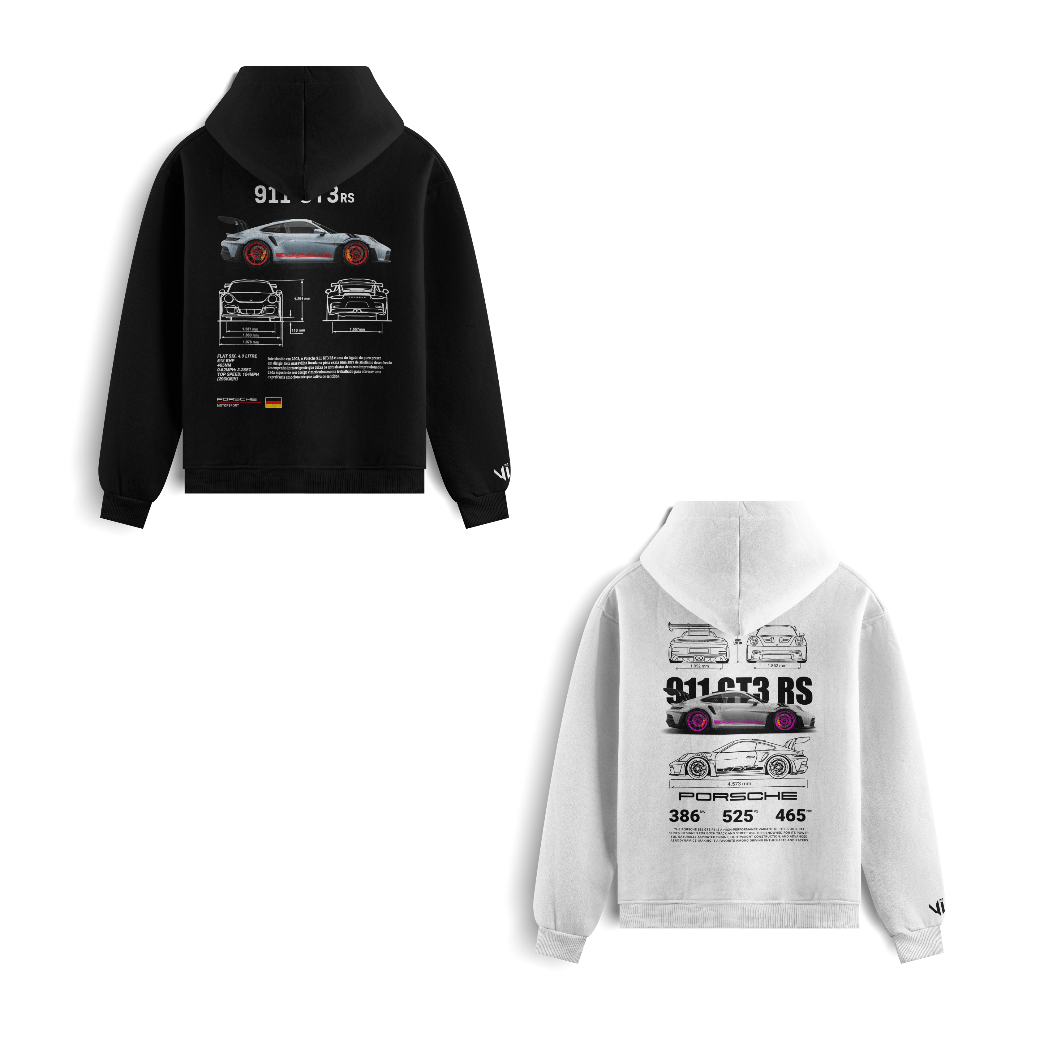 Porsche Club and Porsche GT3rs Pink Hoodies