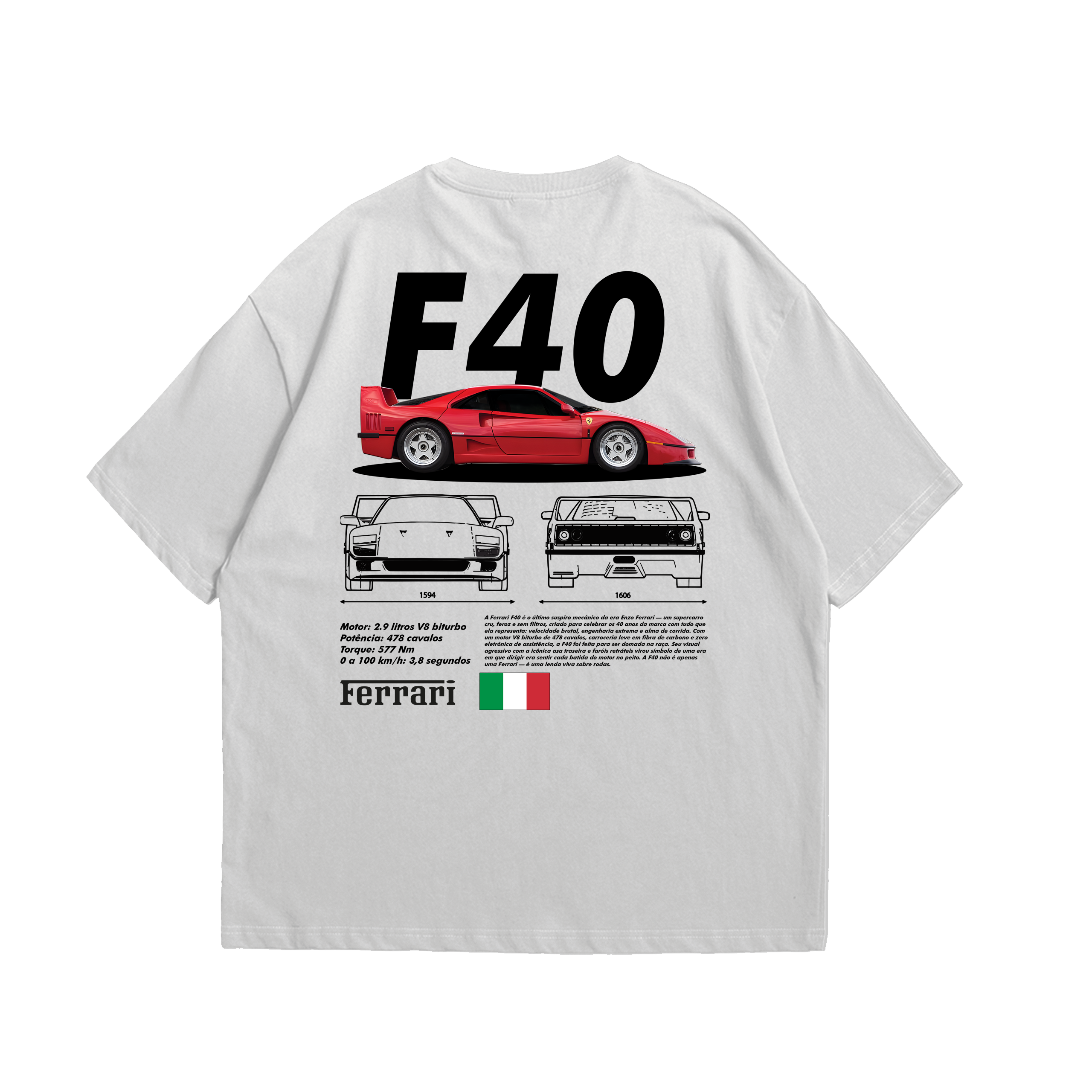 Camiseta Oversized Ferrari F40