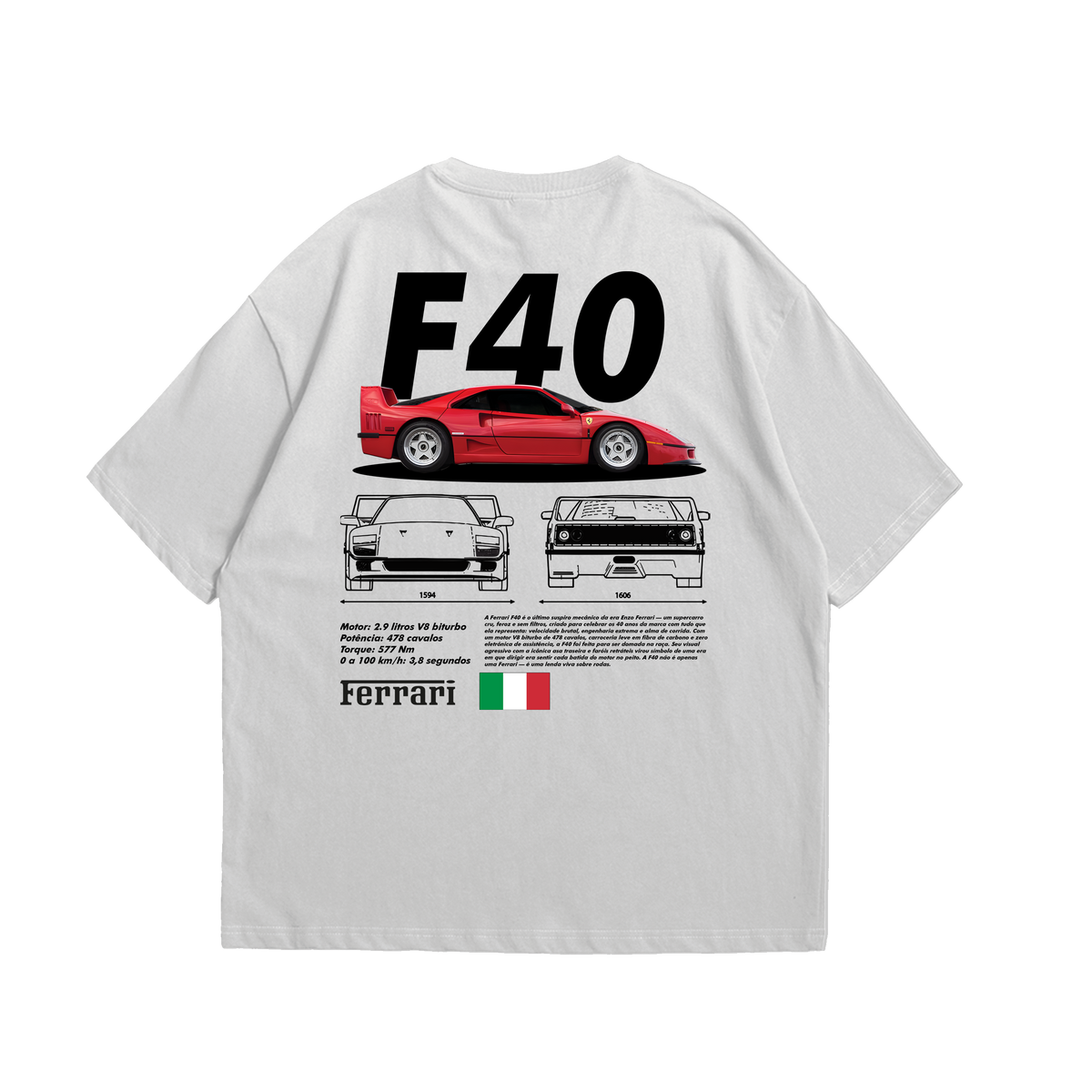 Camiseta Oversized Ferrari F40