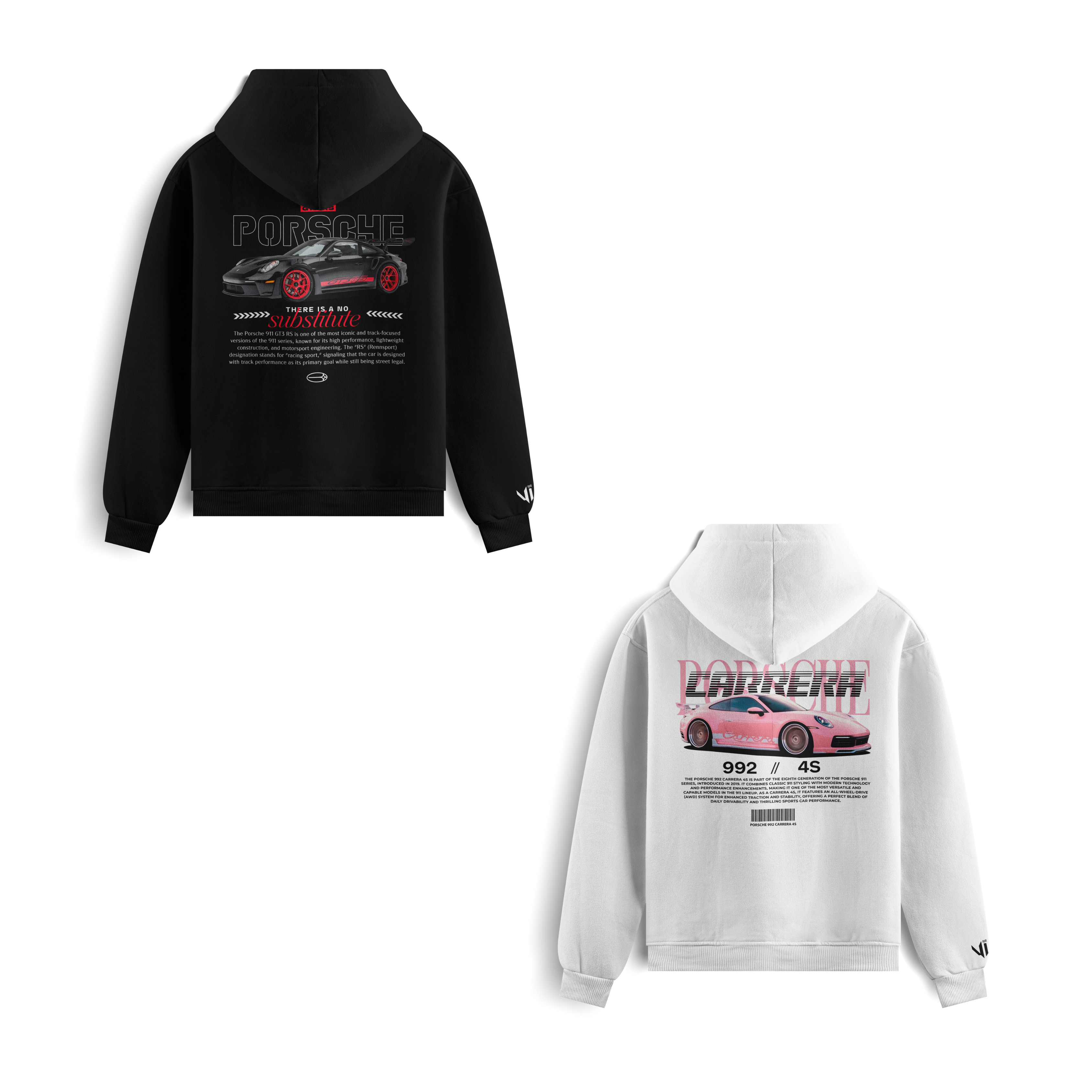Porsche No Substitute and Porsche Carrera Pink Hoodies