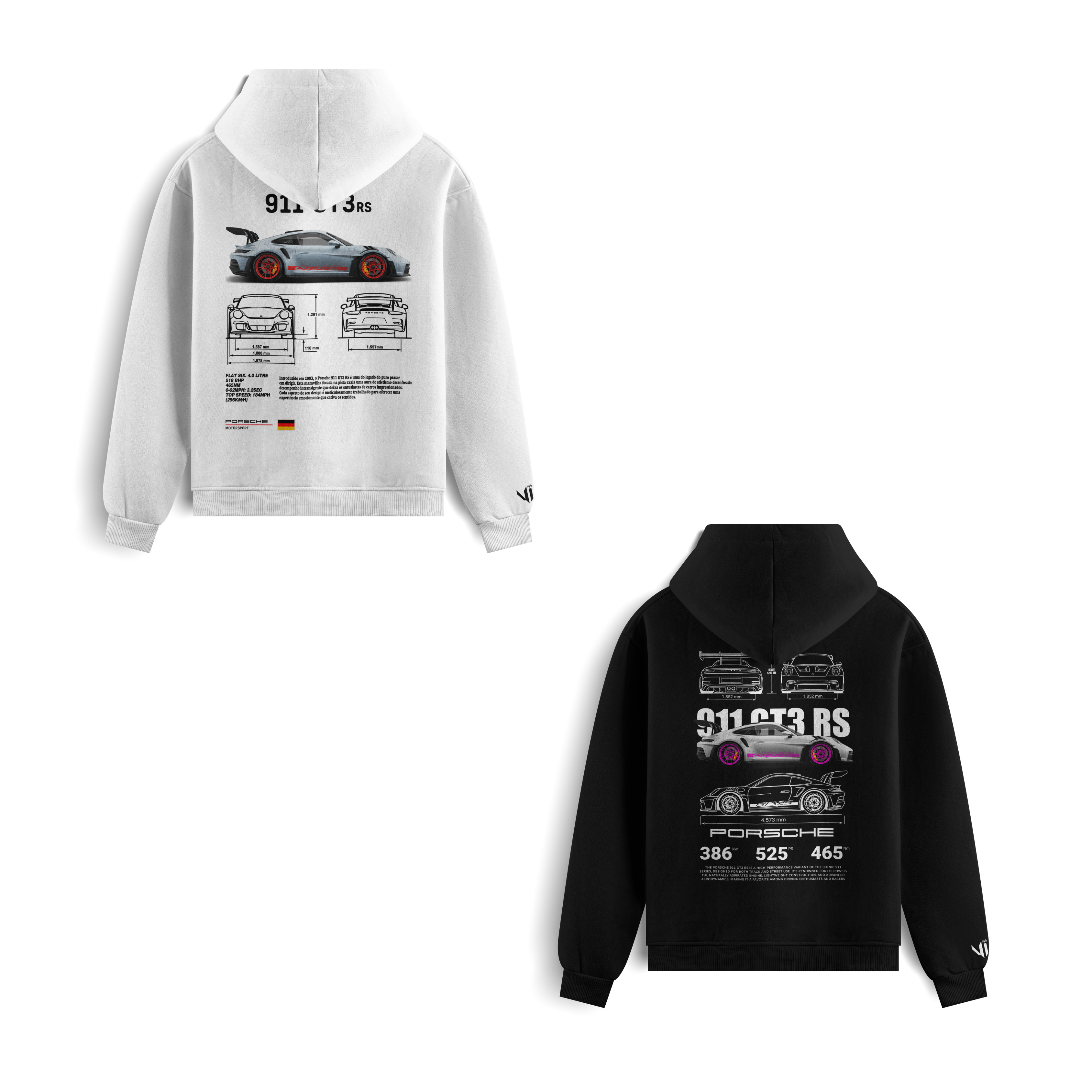 Porsche Club and Porsche GT3rs Pink Hoodies