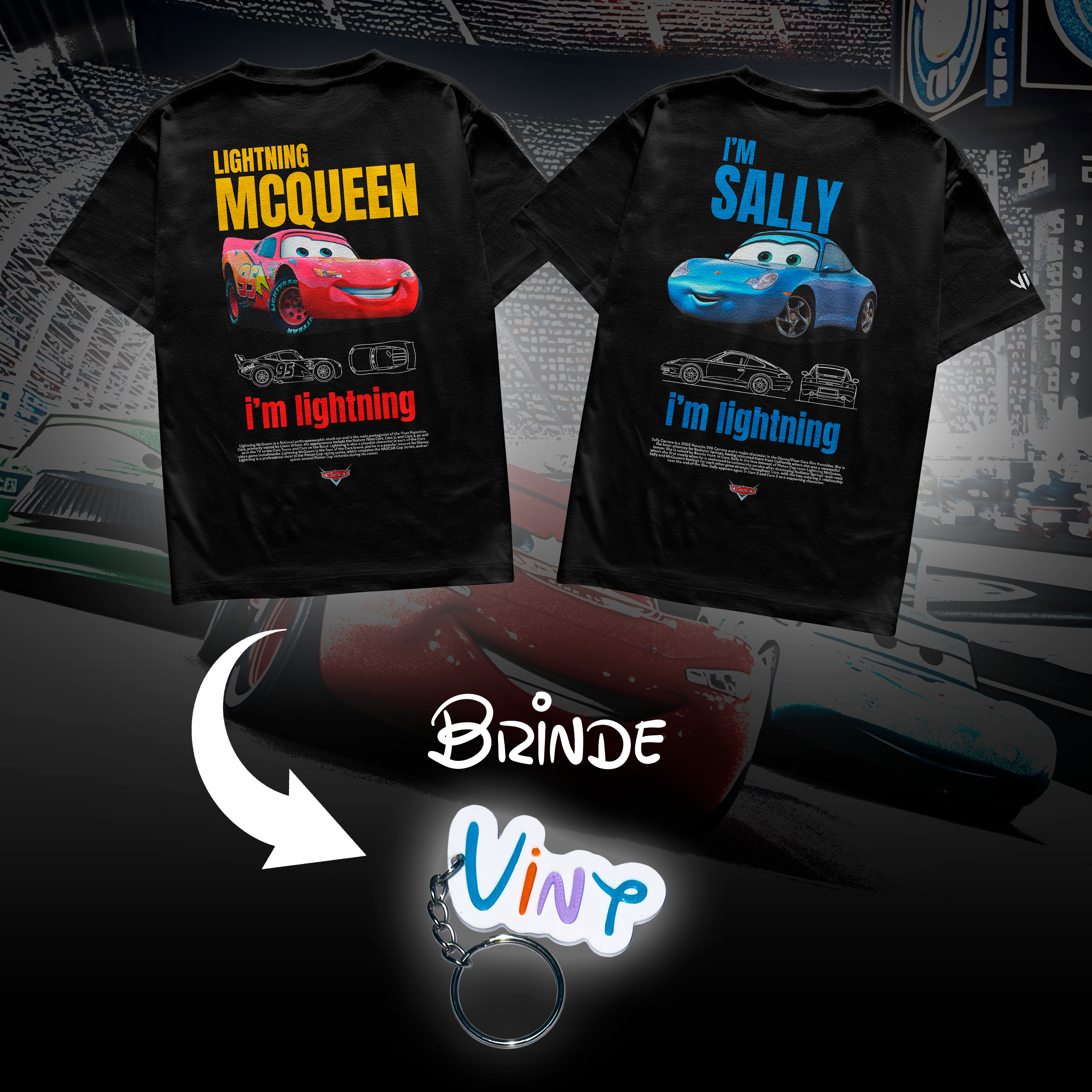Camiseta Mcqueen e Sally Casal