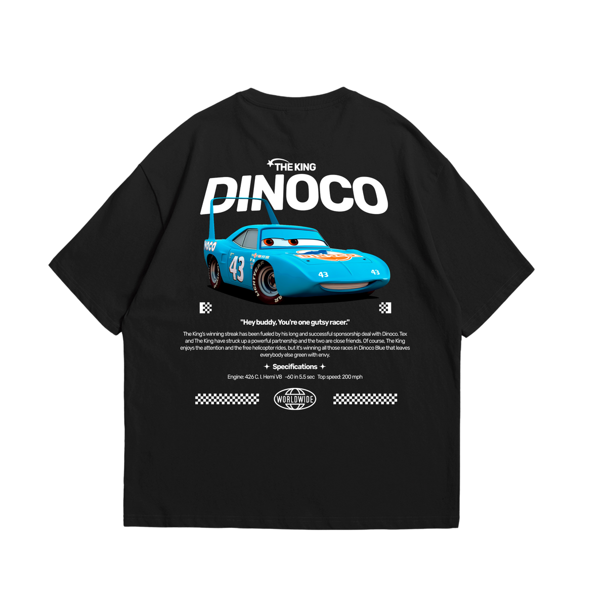 Camiseta Oversized Dinoco Cars