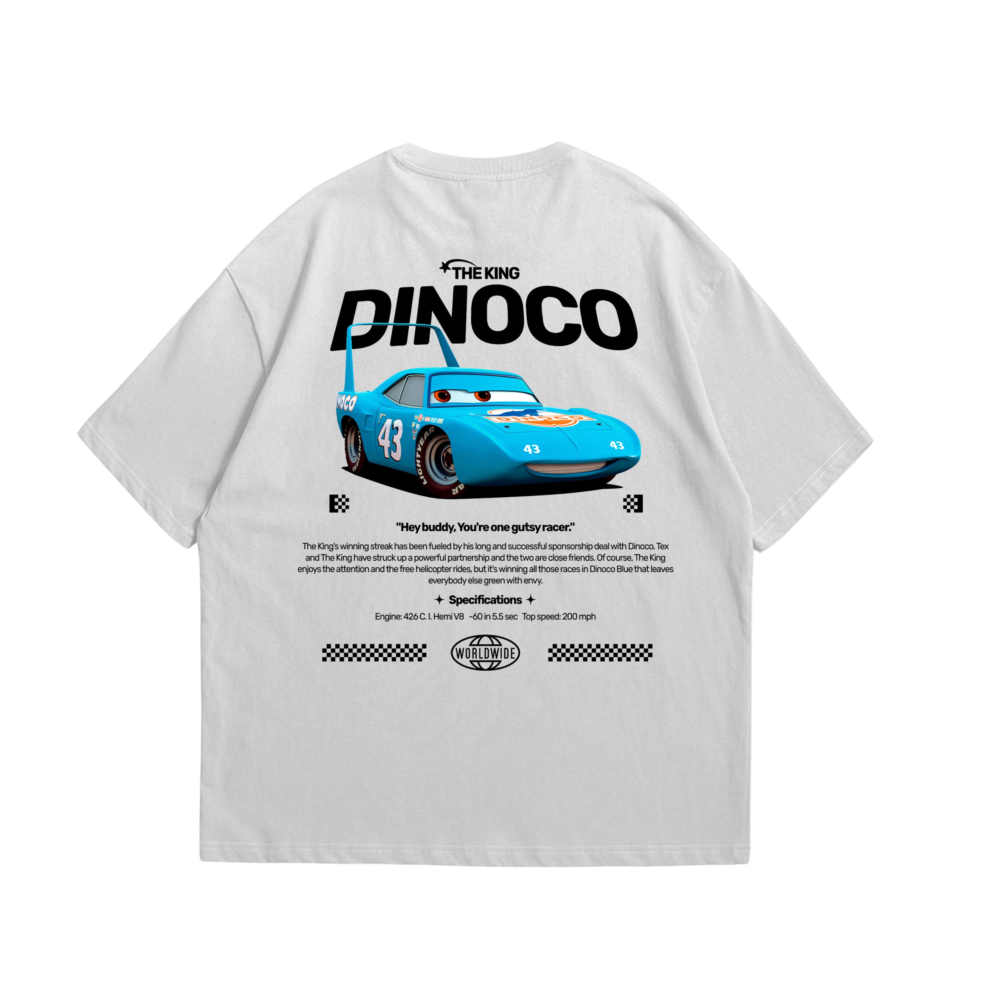 Camiseta Oversized Dinoco Cars