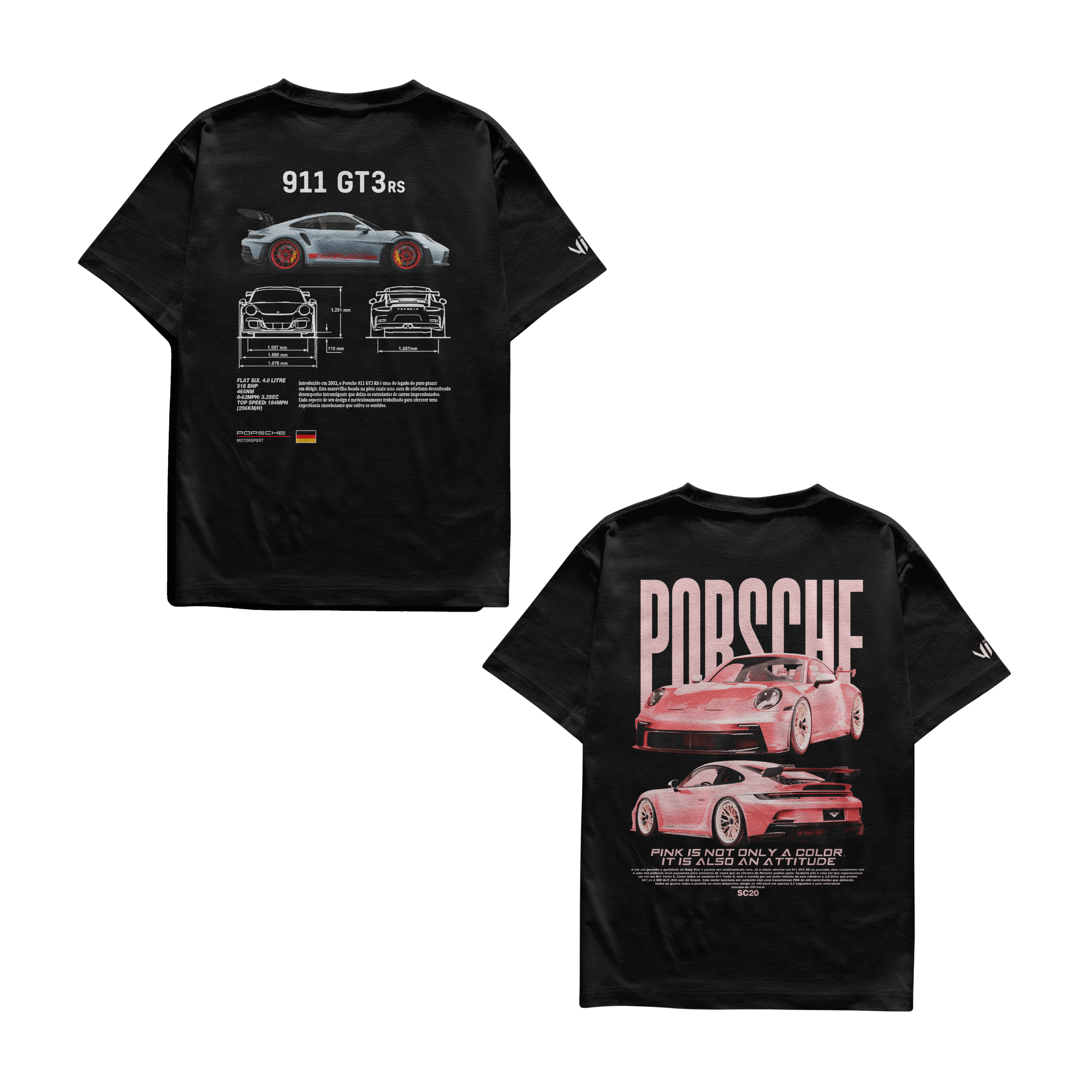 Camiseta Porsche e Porsche Pink Casal