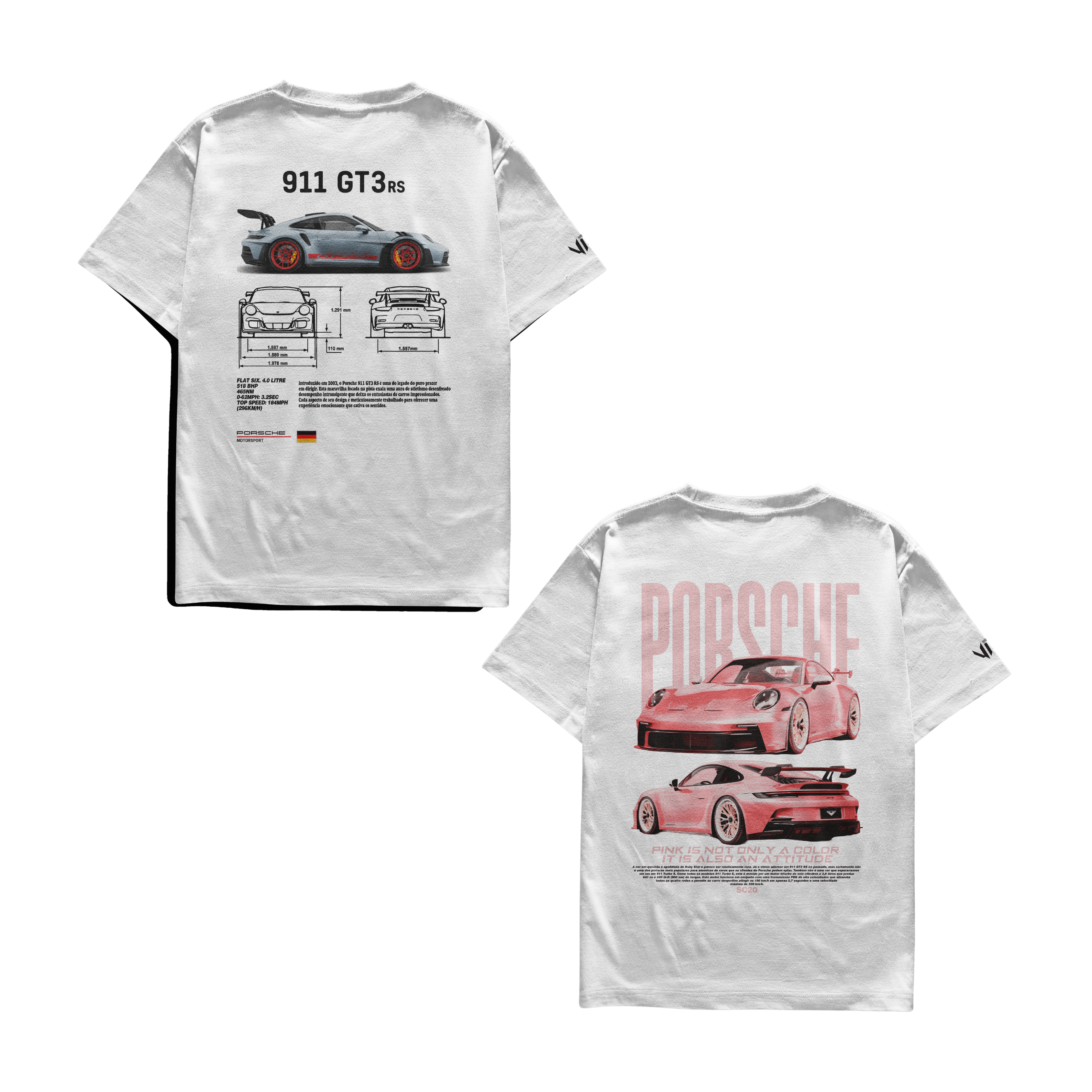 Camiseta Porsche e Porsche Pink Casal