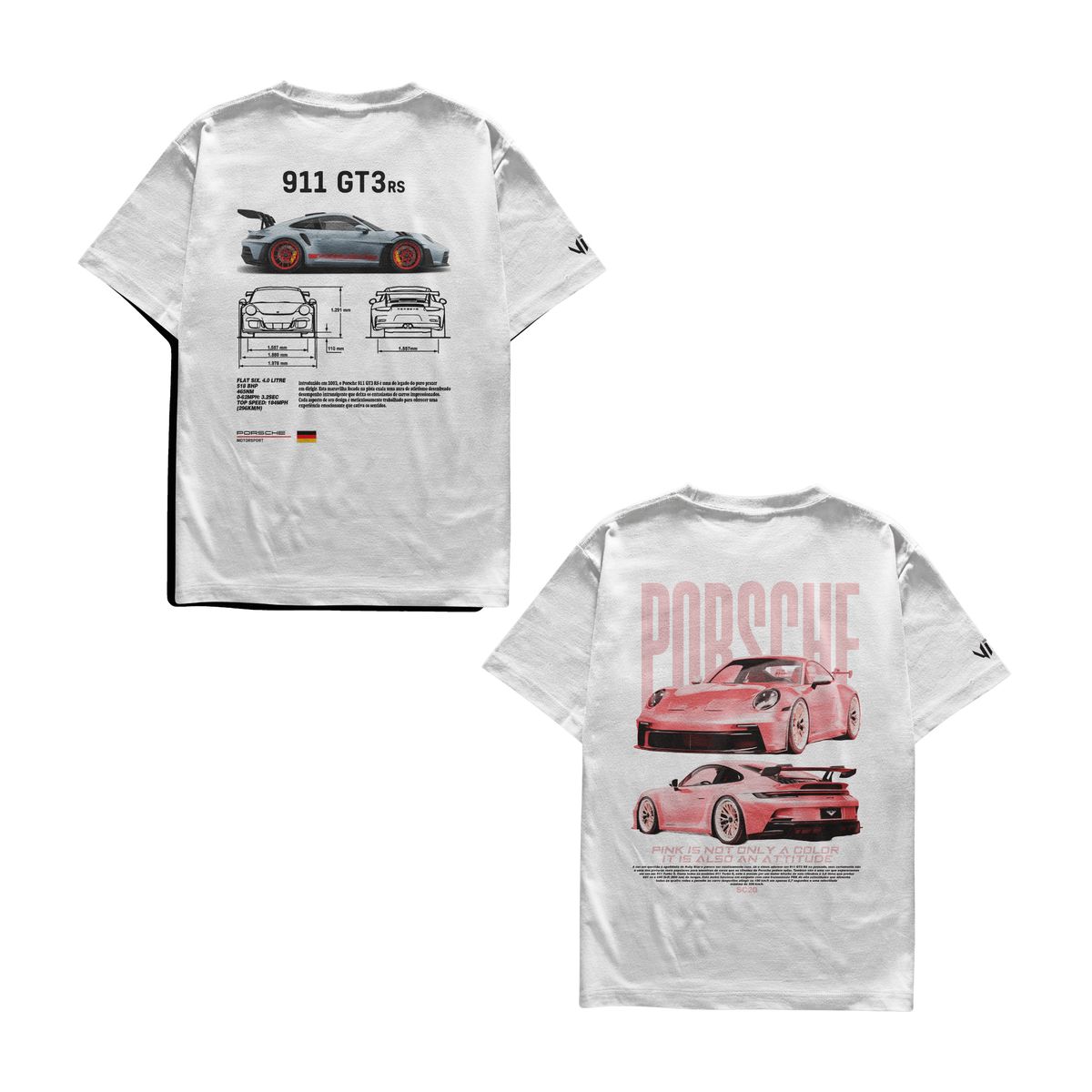 Camiseta Porsche e Porsche Pink Casal