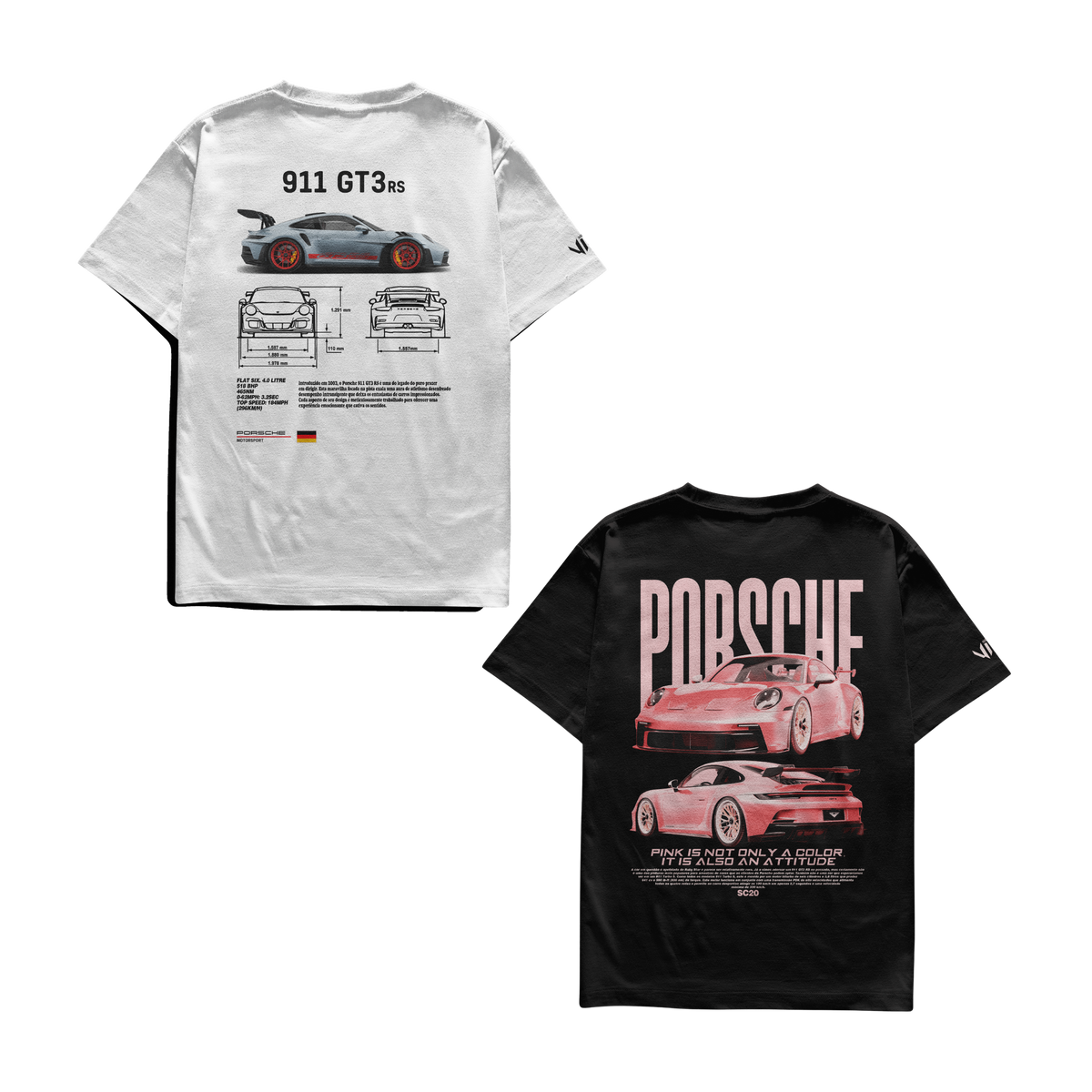 Camiseta Porsche e Porsche Pink Casal