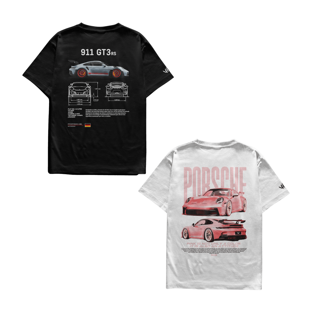 Camiseta Porsche e Porsche Pink Casal