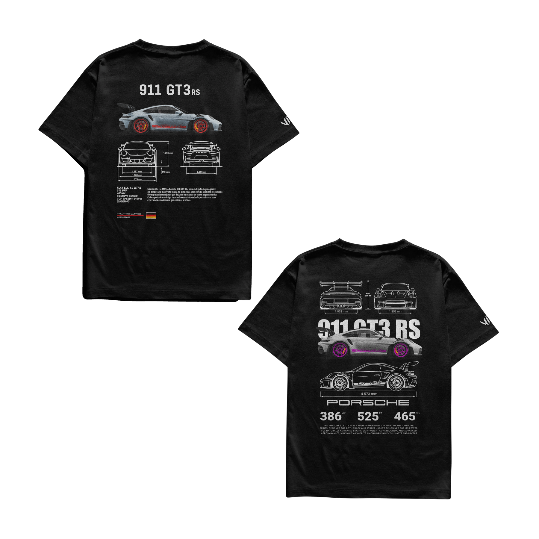 Camisetas Porsche Club e Porsche GT3rs Pink