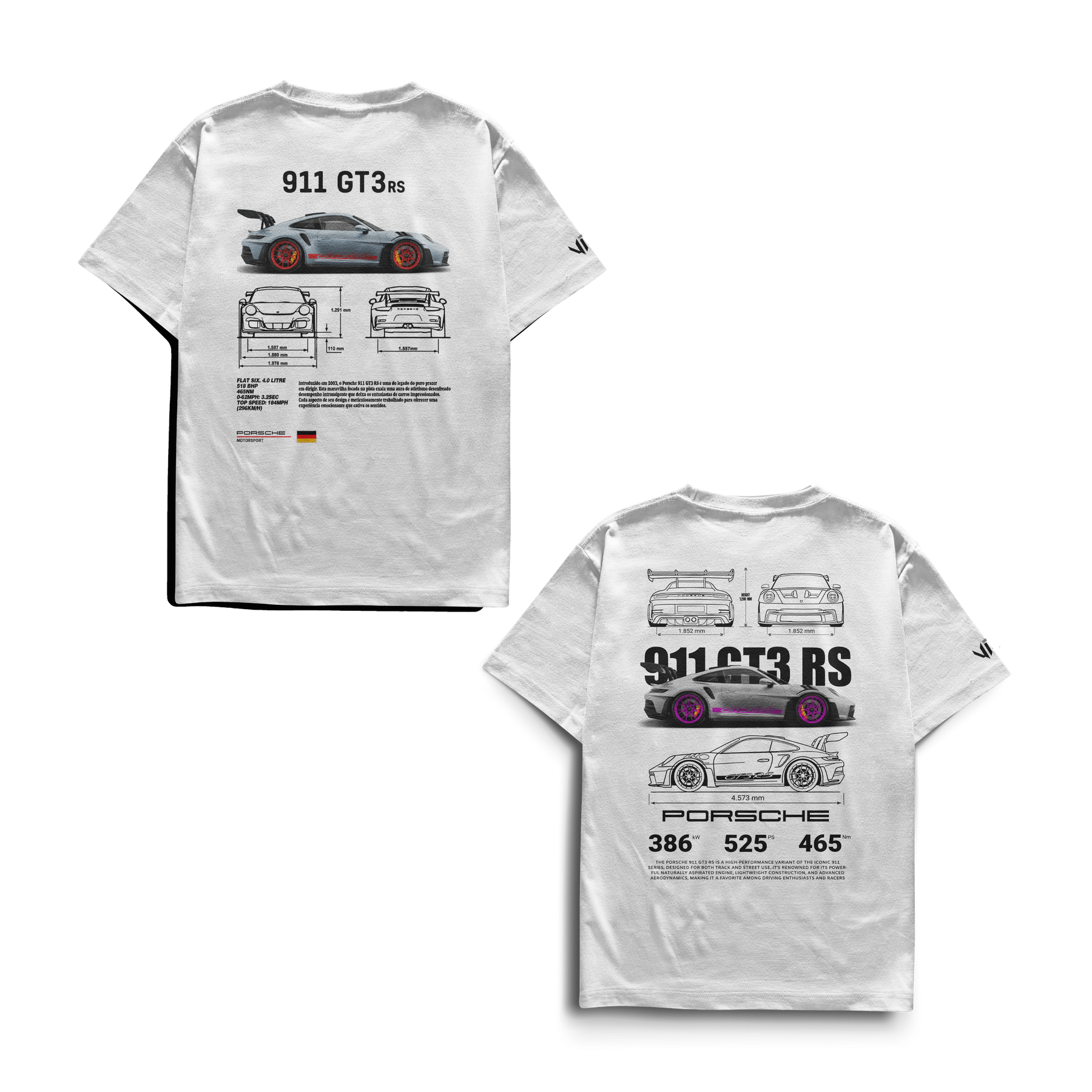 Camisetas Porsche Club e Porsche GT3rs Pink