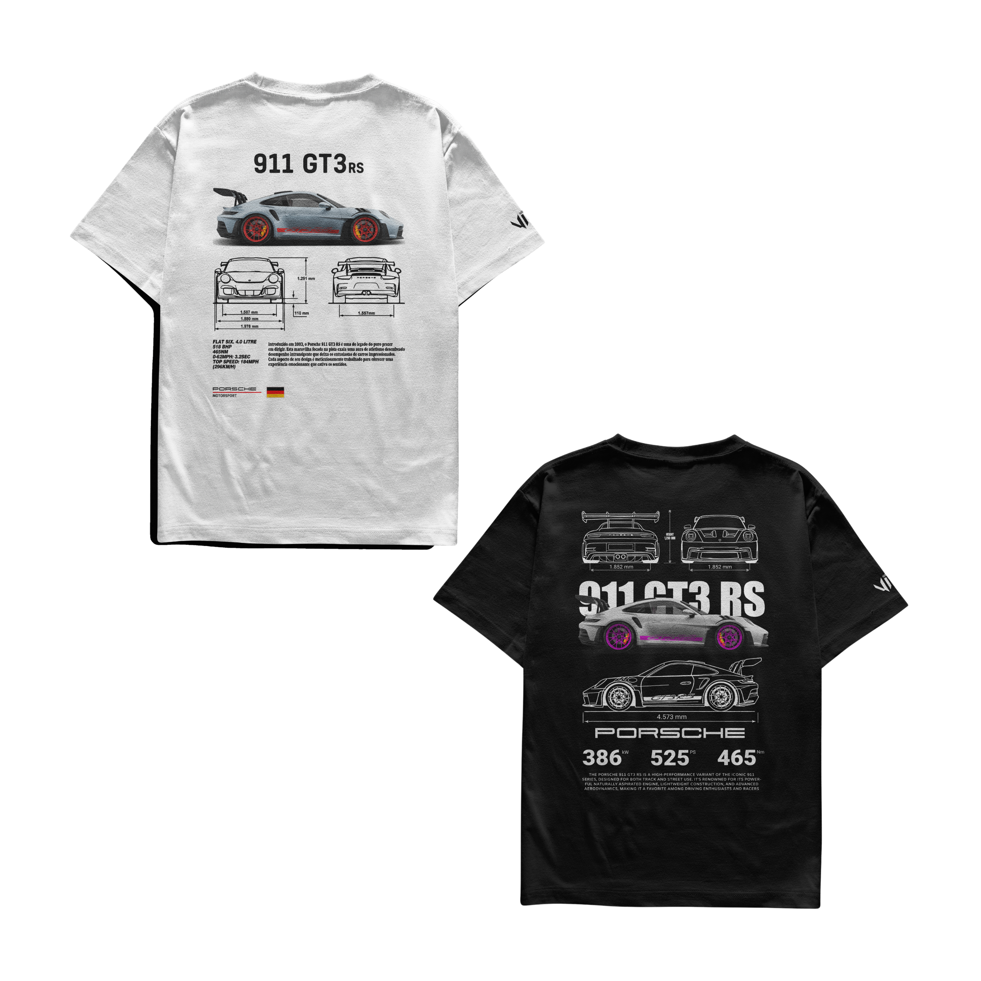 Camisetas Porsche Club e Porsche GT3rs Pink