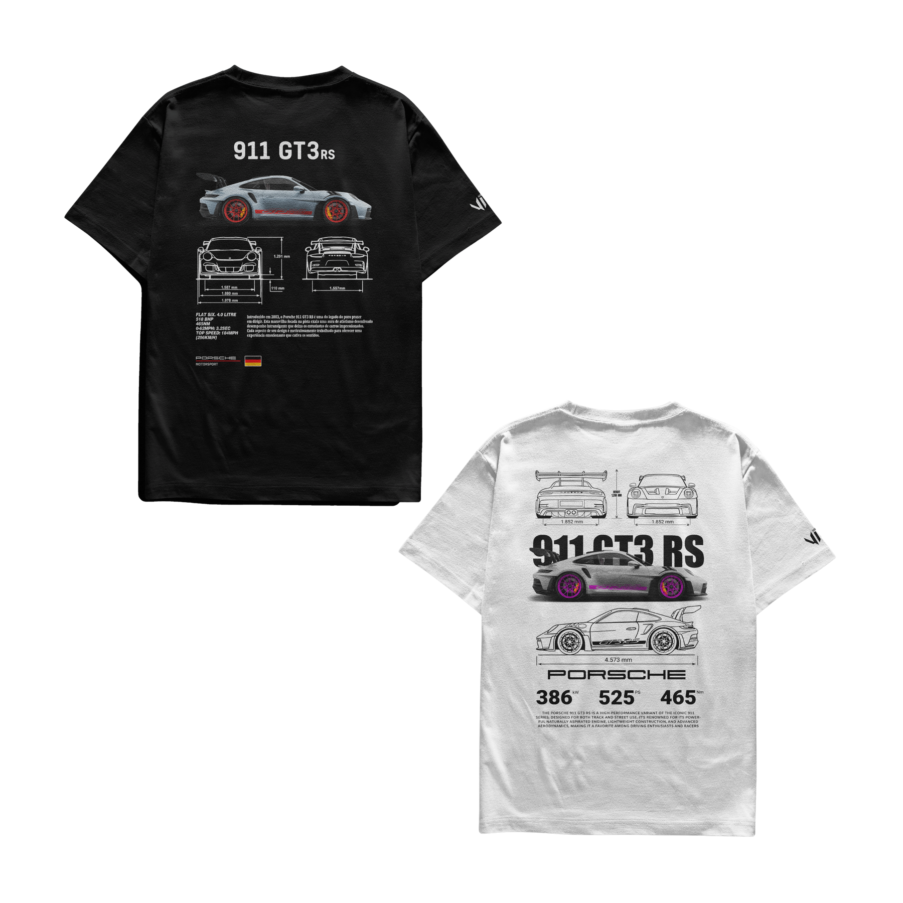 Camisetas Porsche Club e Porsche GT3rs Pink