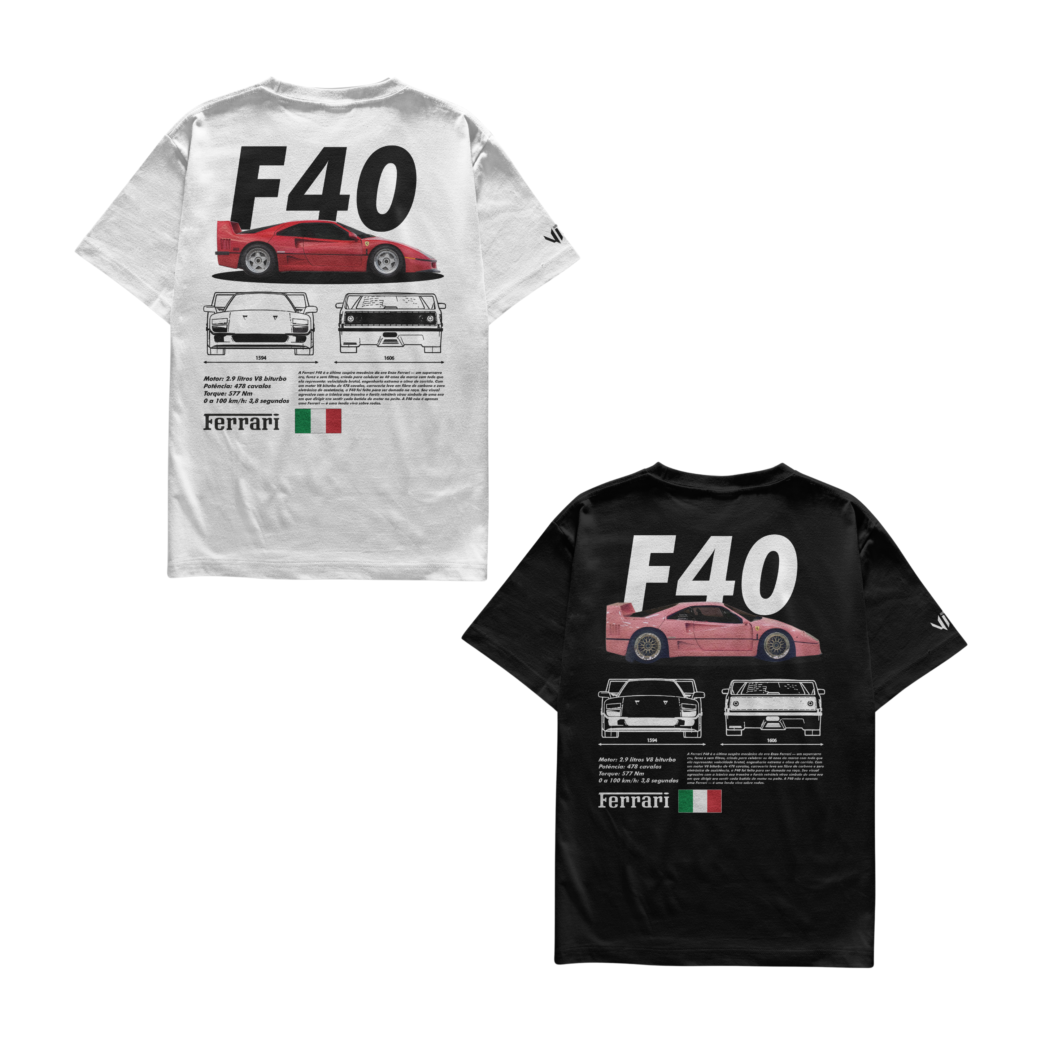 Camiseta Ferrari F40 e Ferrari F40 Pink Casal