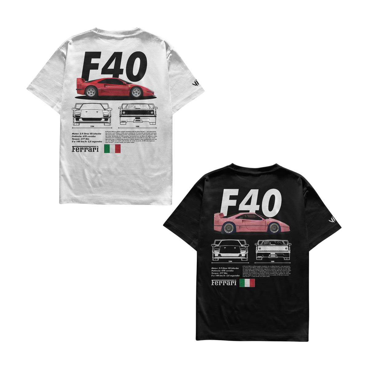 Camiseta Ferrari F40 e Ferrari F40 Pink Casal