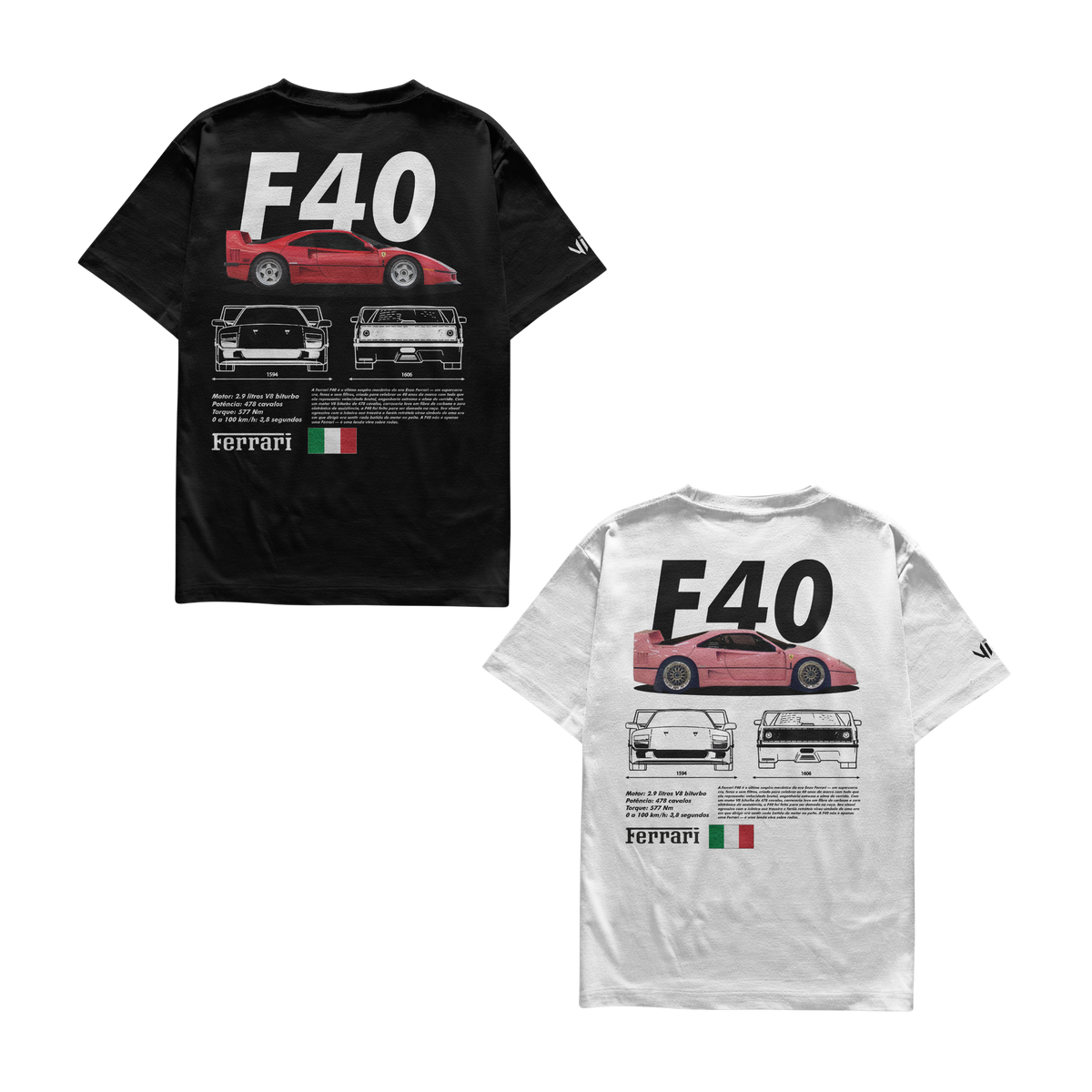 Camiseta Ferrari F40 e Ferrari F40 Pink Casal