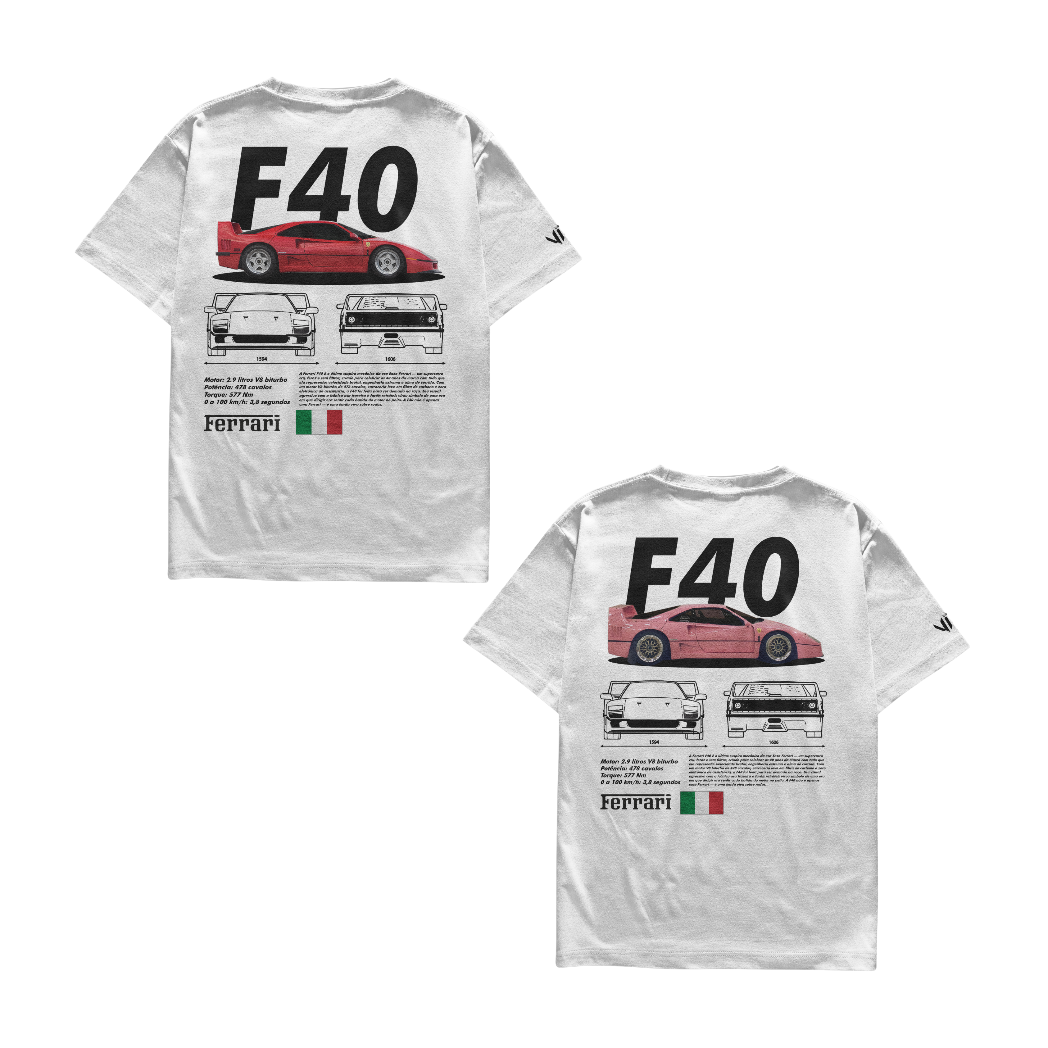 Camiseta Ferrari F40 e Ferrari F40 Pink Casal