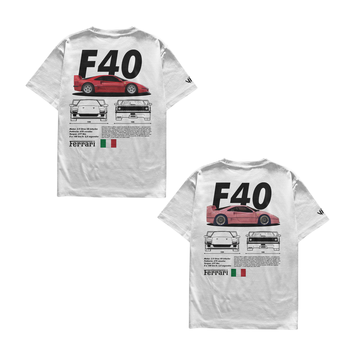 Camiseta Ferrari F40 e Ferrari F40 Pink Casal