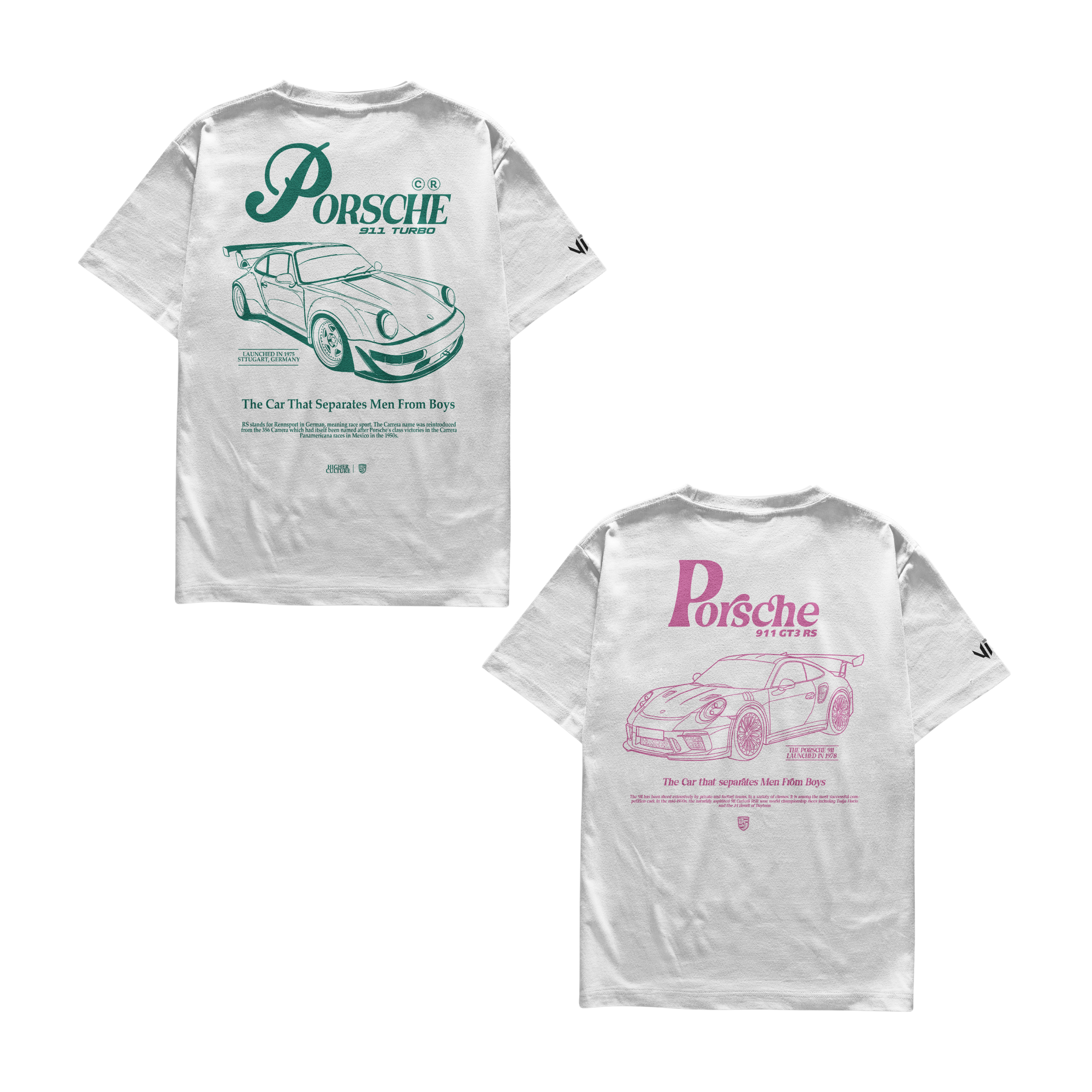 Camiseta Porsche Verde e Porsche Pink Casal