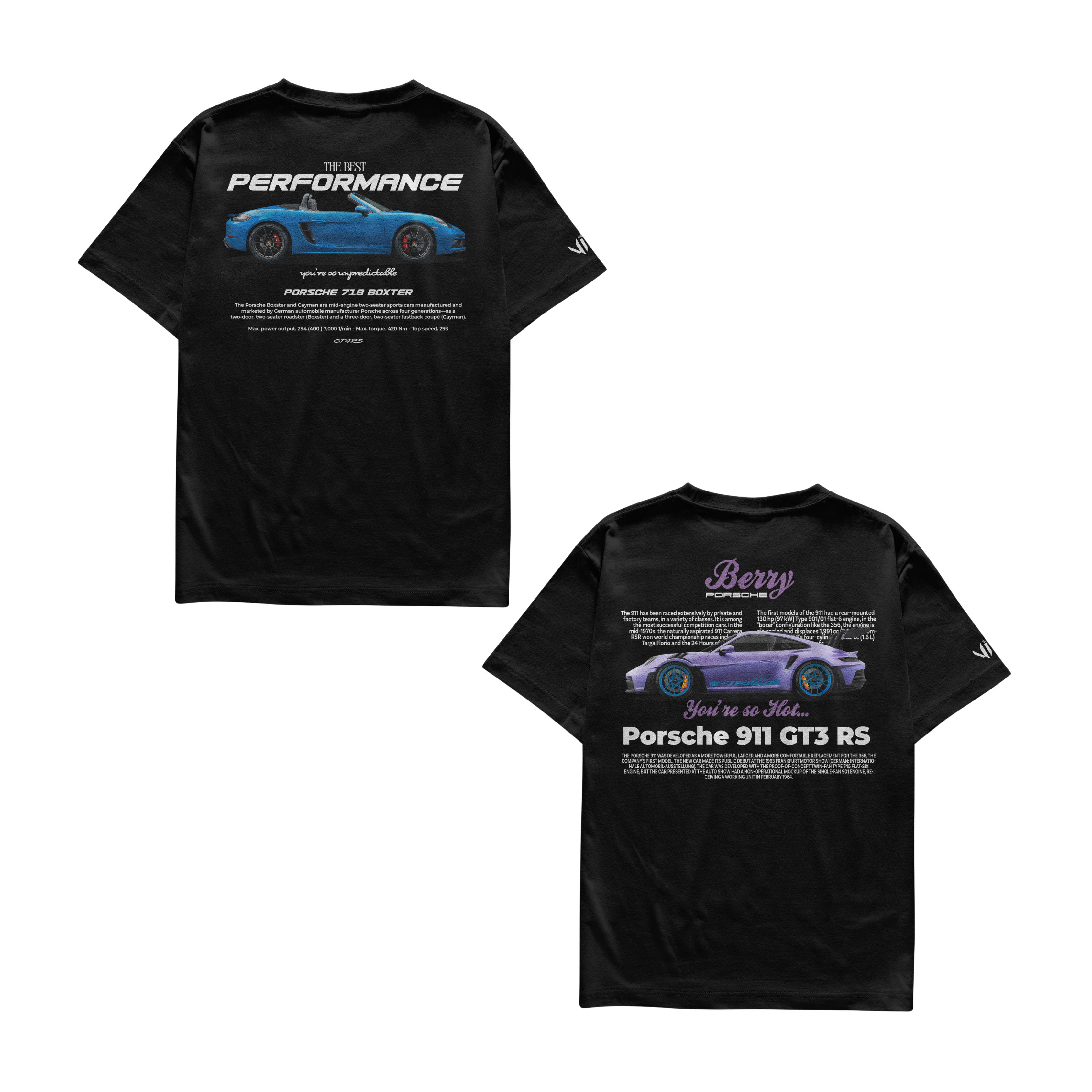 Camisetas Porsche 718 boxter e Porsche Berry