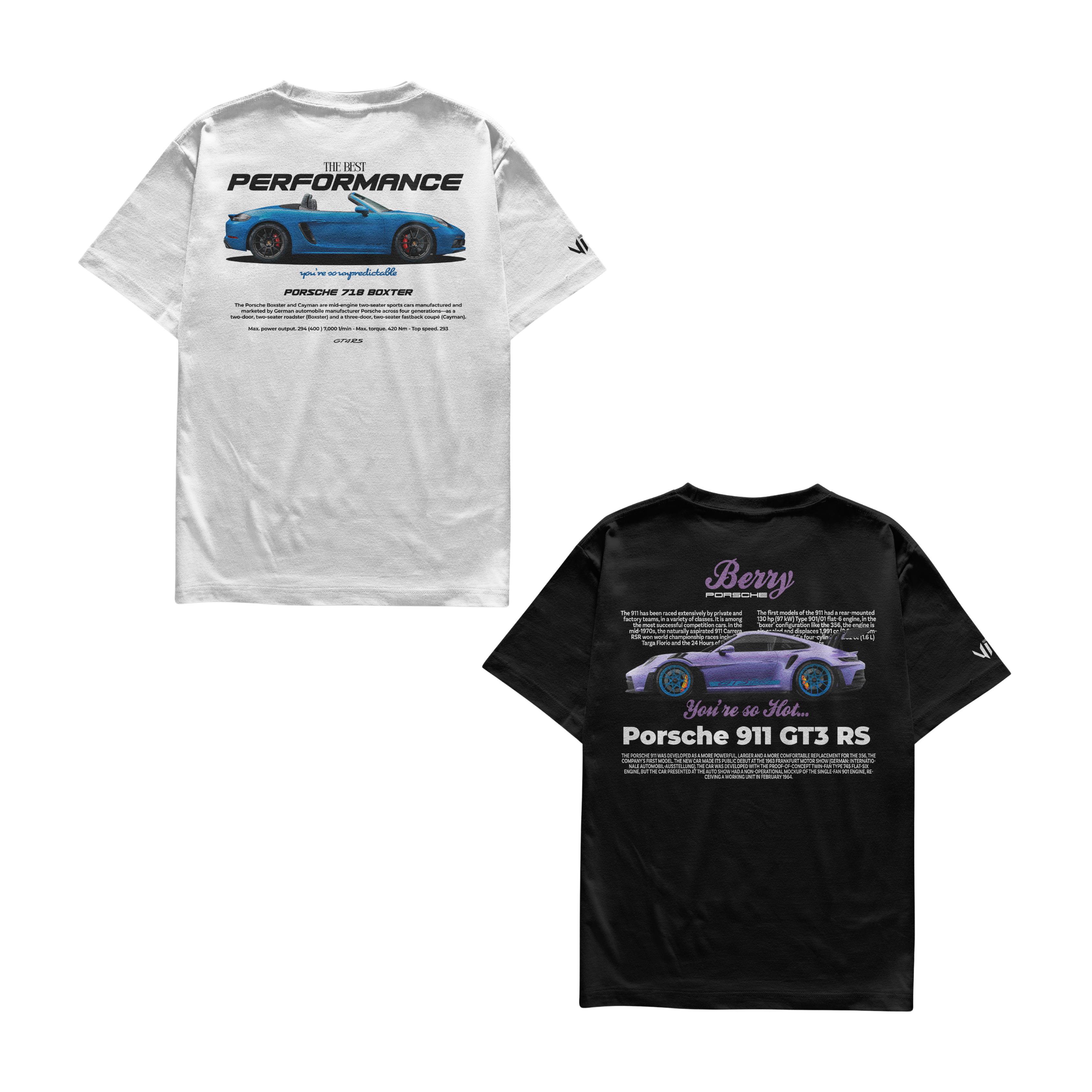 Camisetas Porsche 718 boxter e Porsche Berry