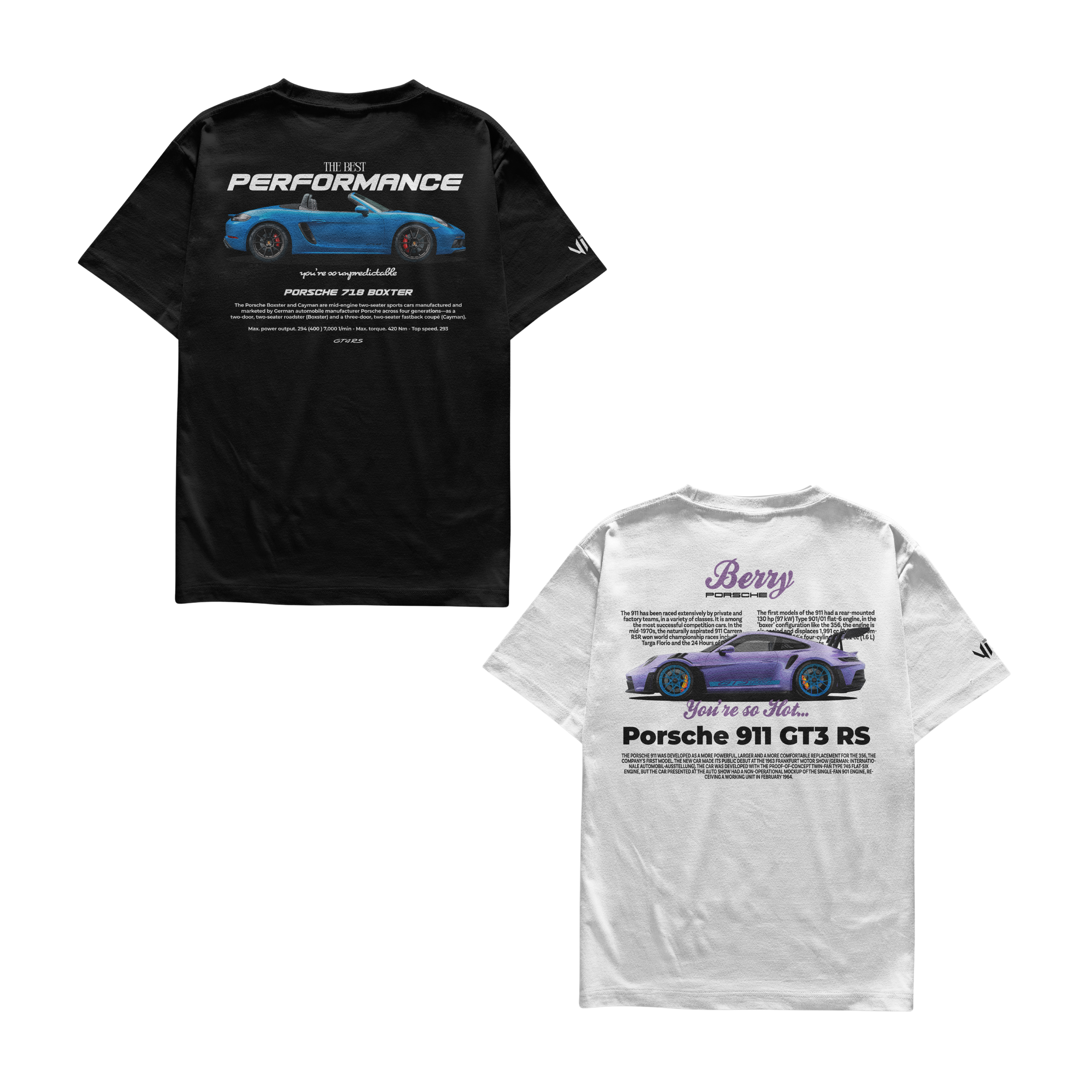 Camisetas Porsche 718 boxter e Porsche Berry