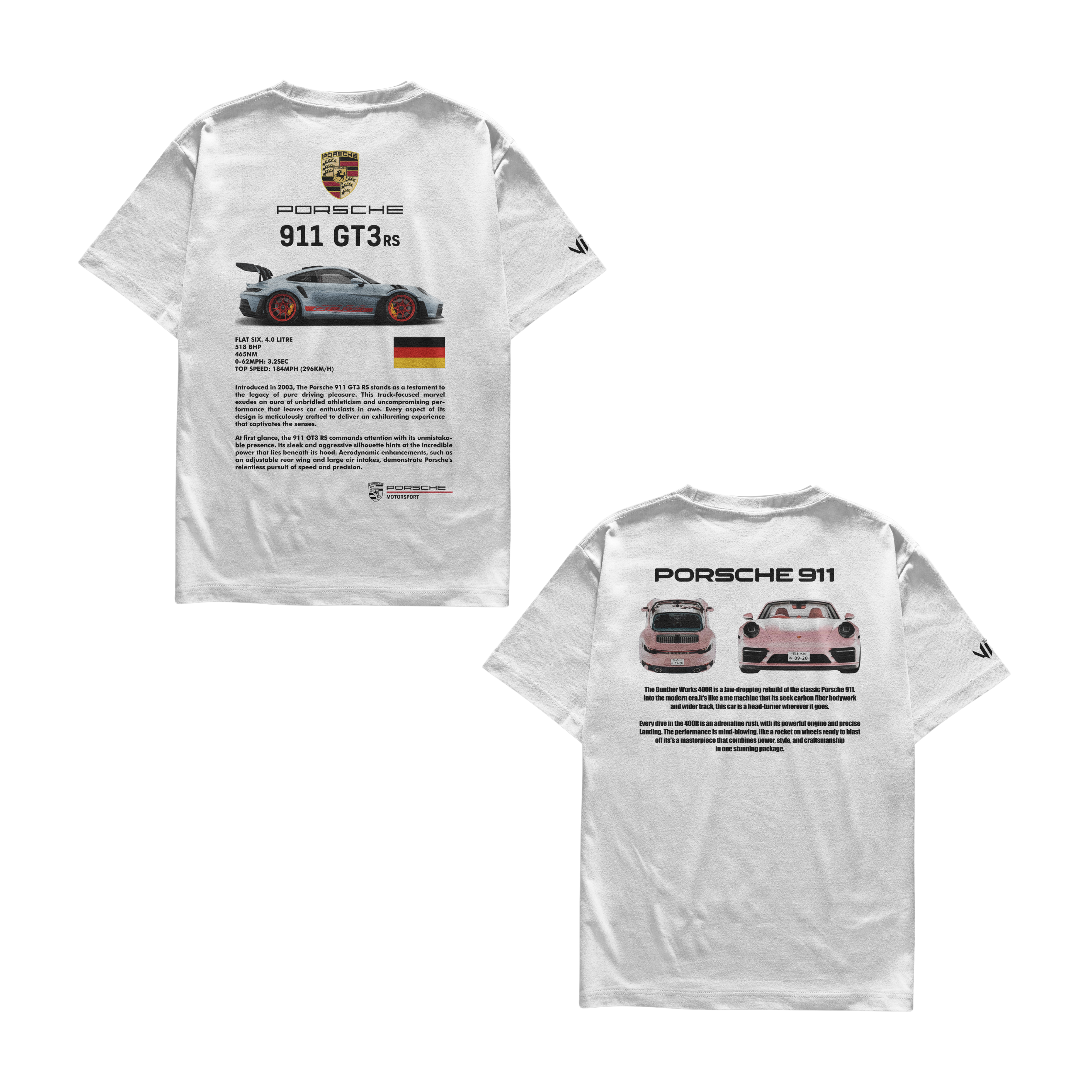 Camiseta Porsche 911 e Porsche 911 Pink Casal